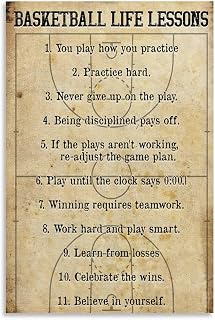 HOHEBXU Gift for Basketball Fans Basketball Life Lessons Poster Basketball Poster12x18inch(30x45cm)