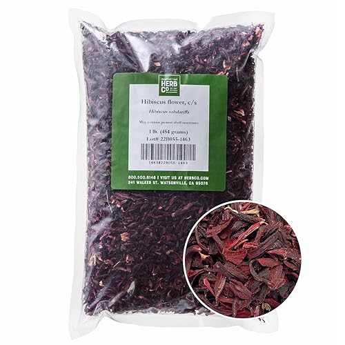 Miniatura 2 de Monterey Bay Herb Co. Flor de hibisco orgánico, cortada y tamizada, pétalos carmesí secos para tés, culinarios y usos decorativos, 1 libra