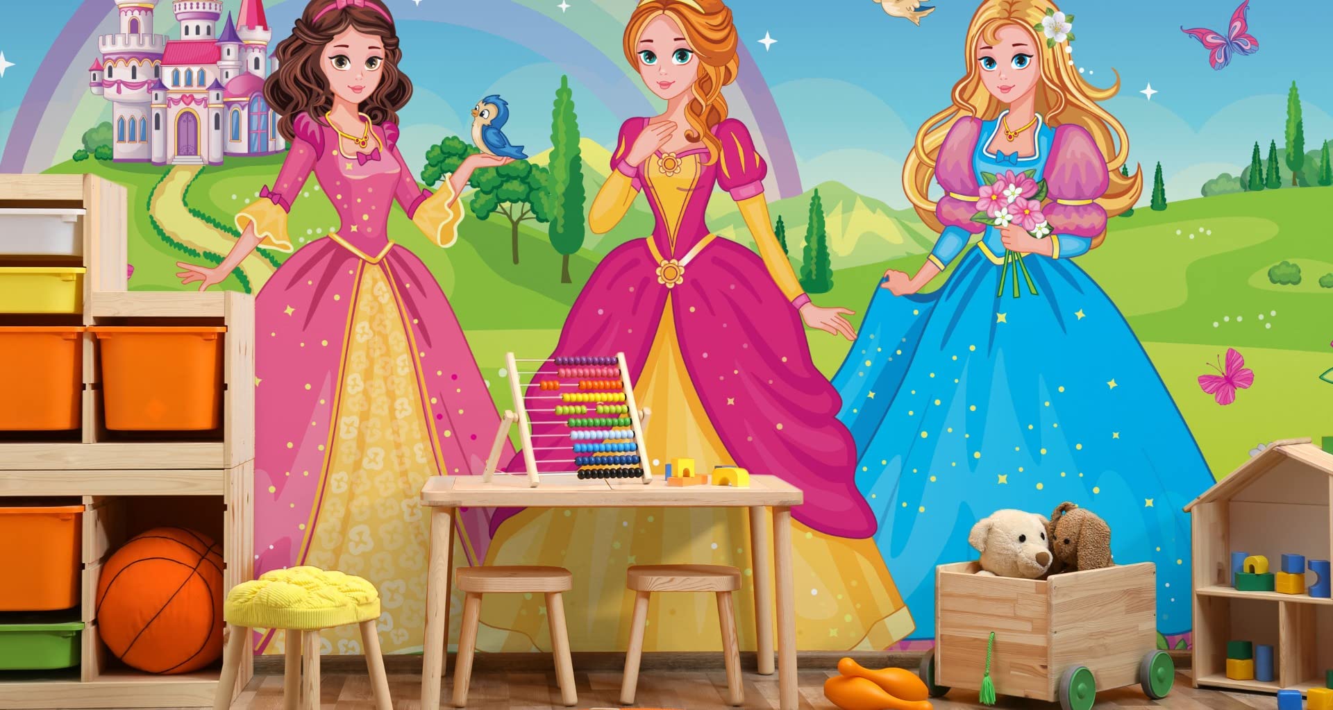 Muralo Papel Pintado Autoadhesivo Cuento, Princesas, Castillo - 520x318 cm