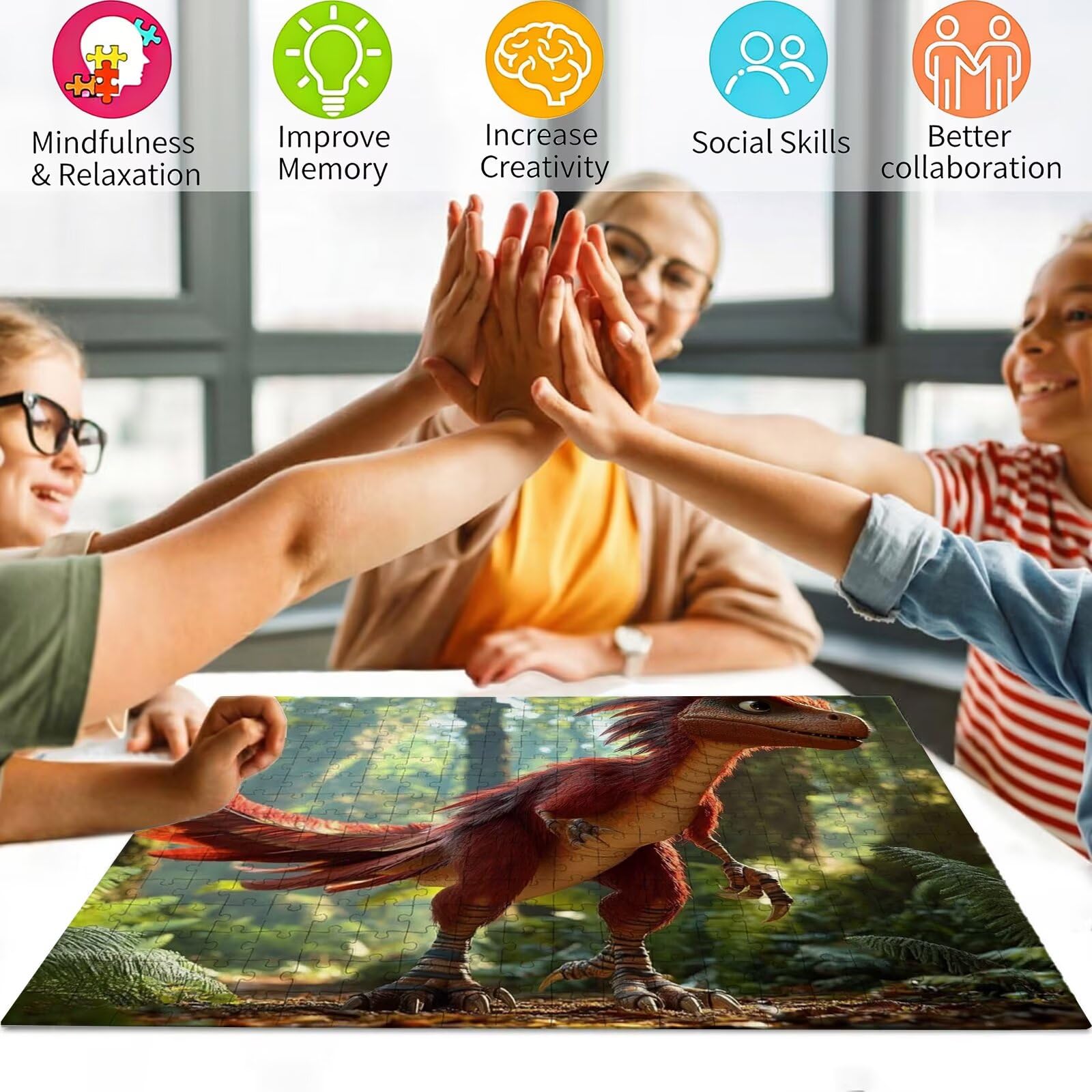 Puzzle leśne, 5000 elementów, trudne puzzle, drewniane puzzle dla całej rodziny, zestaw "zrób to sam", dla dorosłych, nadają się jako dekoracja ścienna i prezenty dla kobiet, temat: dinozaury 8p-726