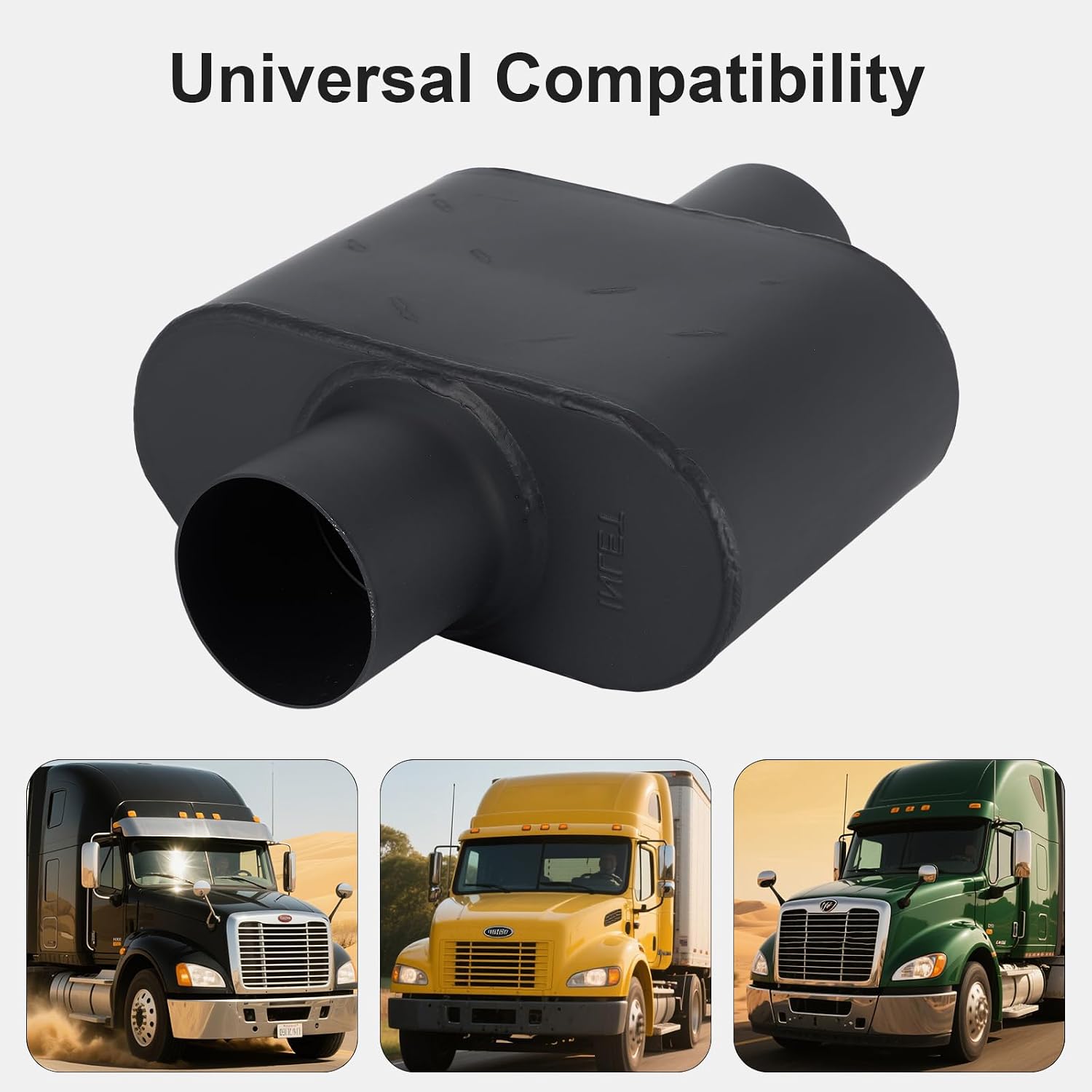 Universal Muffler Single 409 Stainless Steel Performance Muffler for Cars Trucks, 2" Inlet/Outlet, Overall Length 13", Center In | Center Out, Black