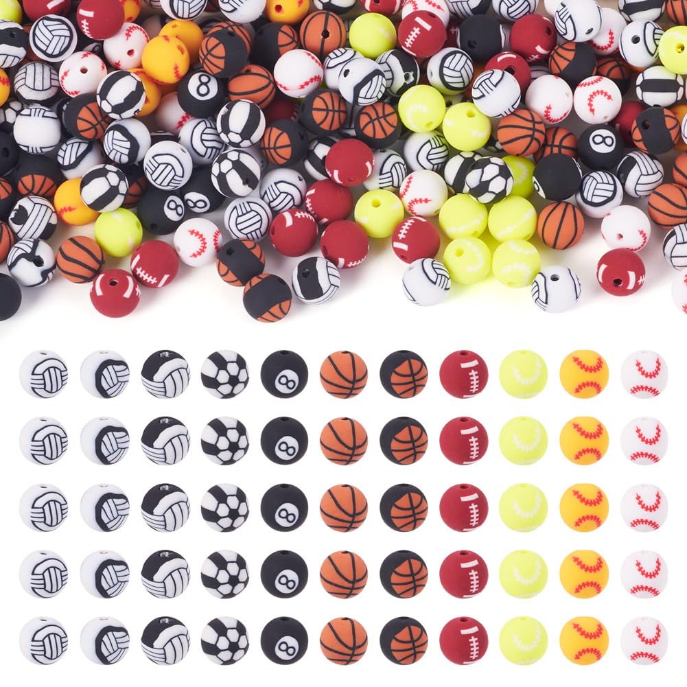 Perles en argile 8 mm sport : 11 styles pour boucles d'oreilles