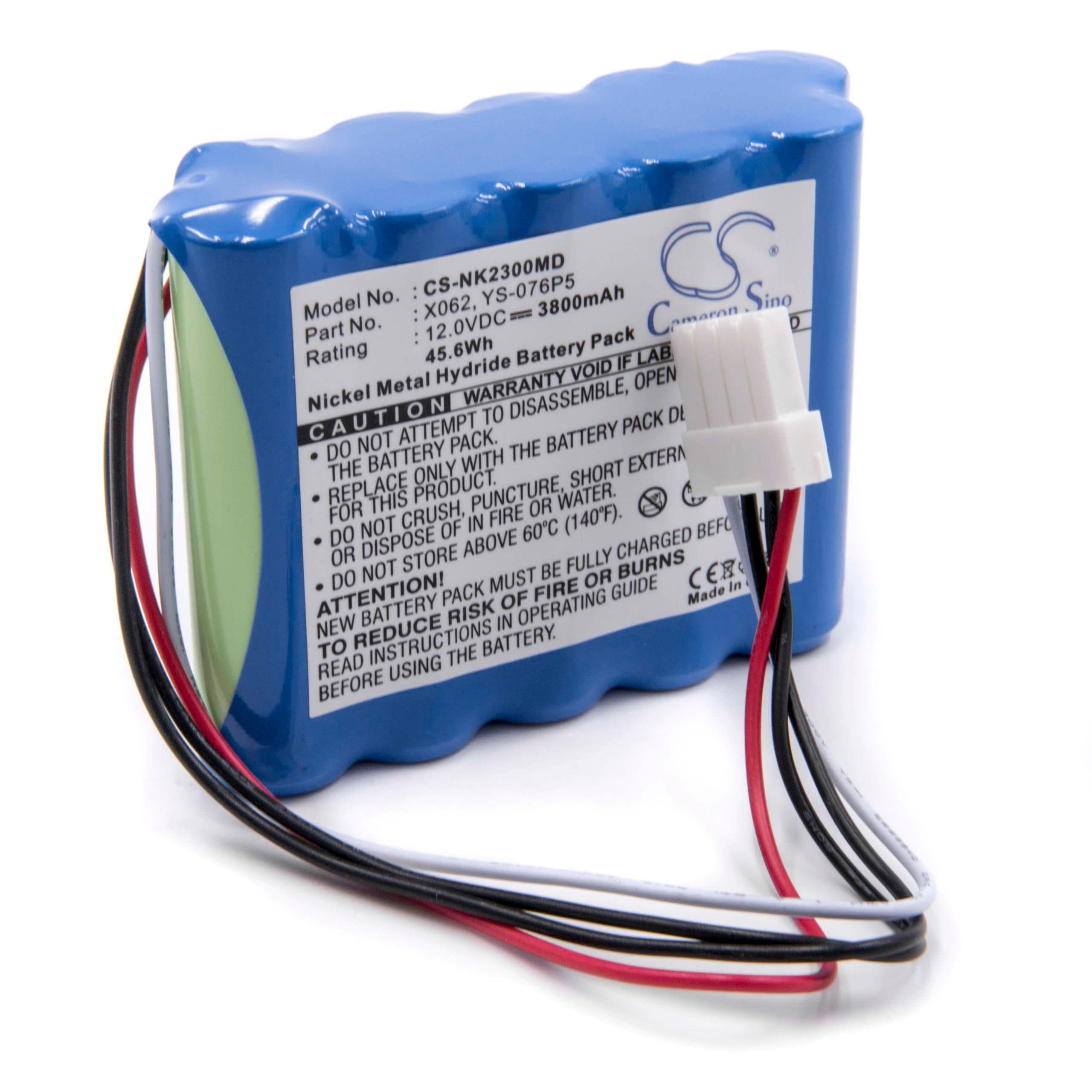 vhbw batteria sostituisce Nihon Kohden 608237, YS-076P5, X062, 10HR-4/3FAUC-NK, 10HP-4/3FAUR-NK per strumentazione medica (3800mAh, 12V, NiMH)