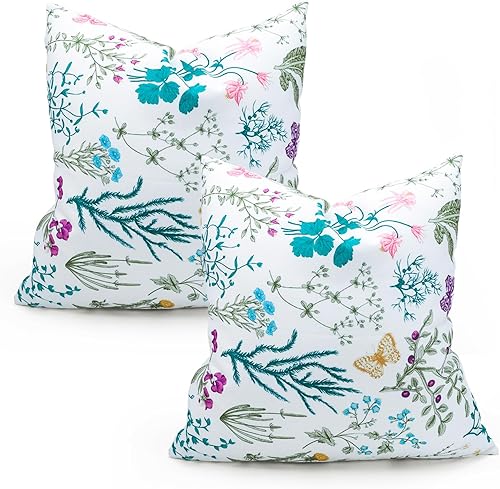 Miniatura 8 de ARLTTH Paquete de 2 fundas de almohada Oudtdoor de 18 x 18 pulgadas, fundas de almohada cuadradas decorativas de verano para el hogar, sofá,