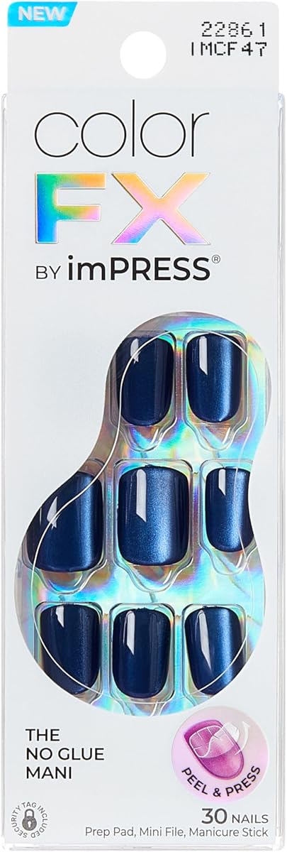 Kiss Impress No Glue Mani Press On Nails, ColorFX, 'Velvet Romance', Purple, Short Size, Squoval Shape, Includes 30 Nails, Prep Pad, 1 Manicure Stick, 1 Mini File