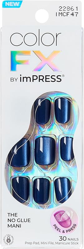 Kiss Impress No Glue Mani Press On Nails, ColorFX, 'Velvet Romance', Purple, Short Size, Squoval Shape, Includes 30 Nails, Prep Pad, 1 Manicure Stick, 1 Mini File