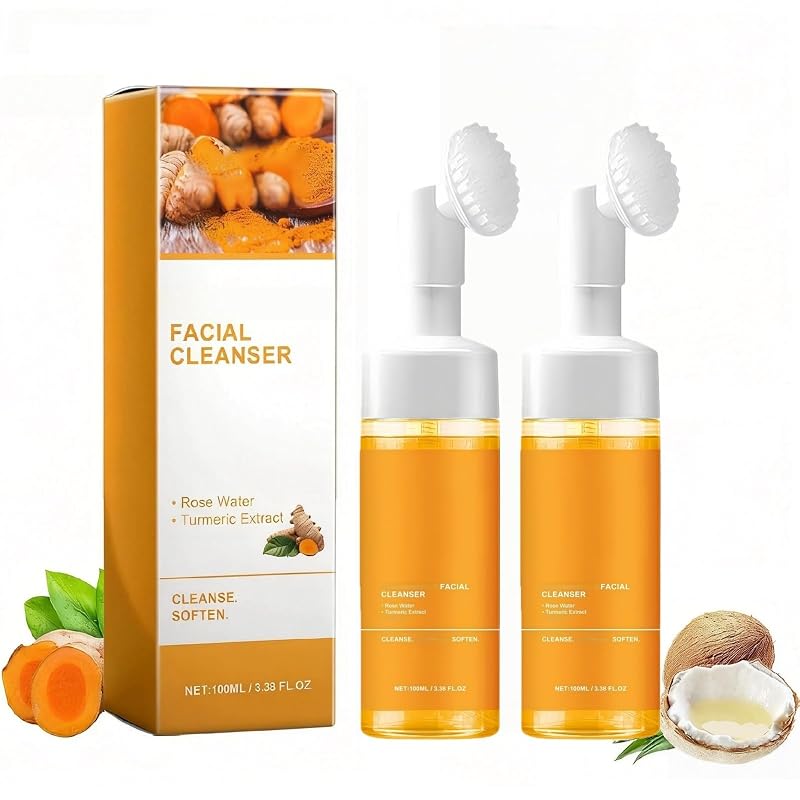 Limpador facial espumante com cúrcuma VHUTDL com escova, 2 unidades