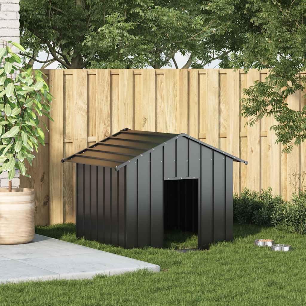 Chenil d'extérieur pour Chien, Enclos Niche Cage pour Chien Métal Niche pour Chien avec Toit Noir 131x101x102 cm Acier galvanisé