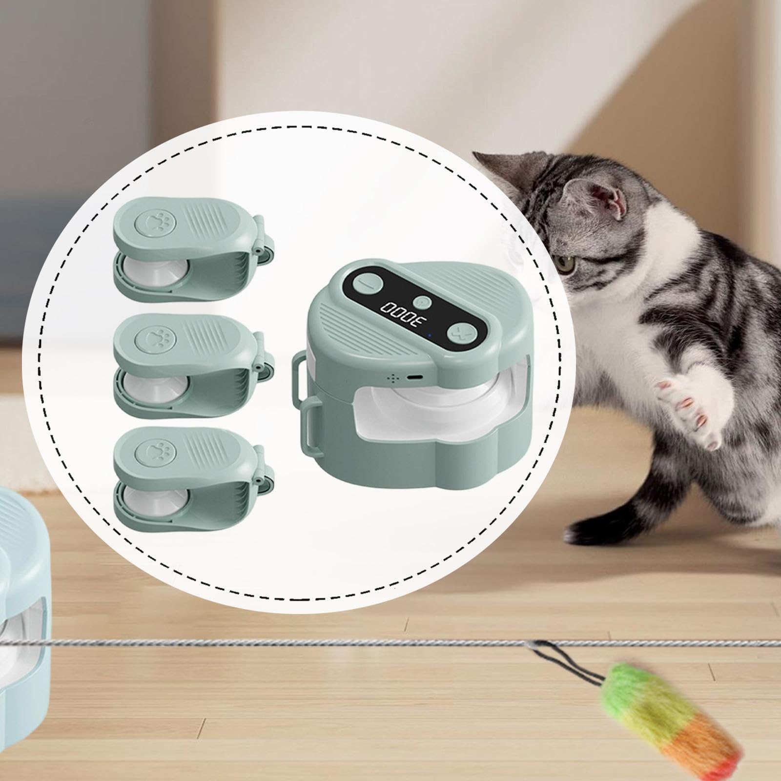 Juguete Interactivo para Gatos, Juguetes de Enriquecimiento para Gatitos, Sonido Analógico, Juego Automático, Velocidad Ajustable, Suministros Electró, Verde