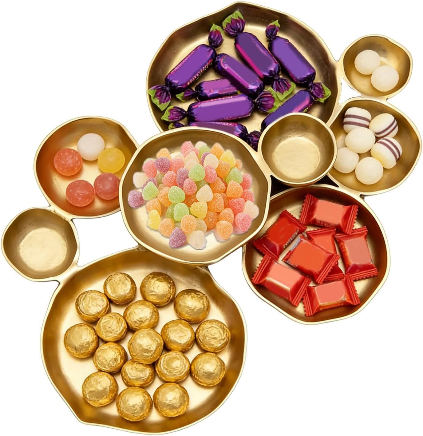 Cluster Bowls - Elegant Snacks Tray | 9-piece Combination Round Decorative Serving Bowl - for Potato Chip Dip, Nuts, Appetizers