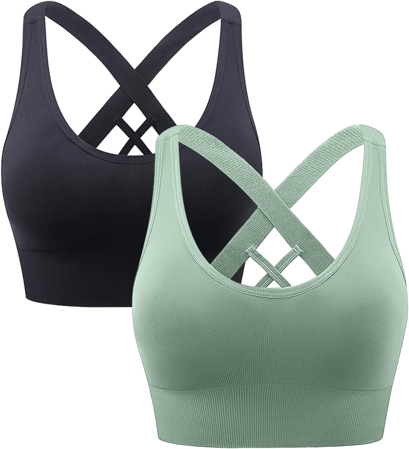 Women’s Sports Bra, Push Up Sports Bra Without Underwire, Crossback, Seamless Strong Hold Sports Bra with Removable Padded for Fitness, Running, Jogging, Yoga