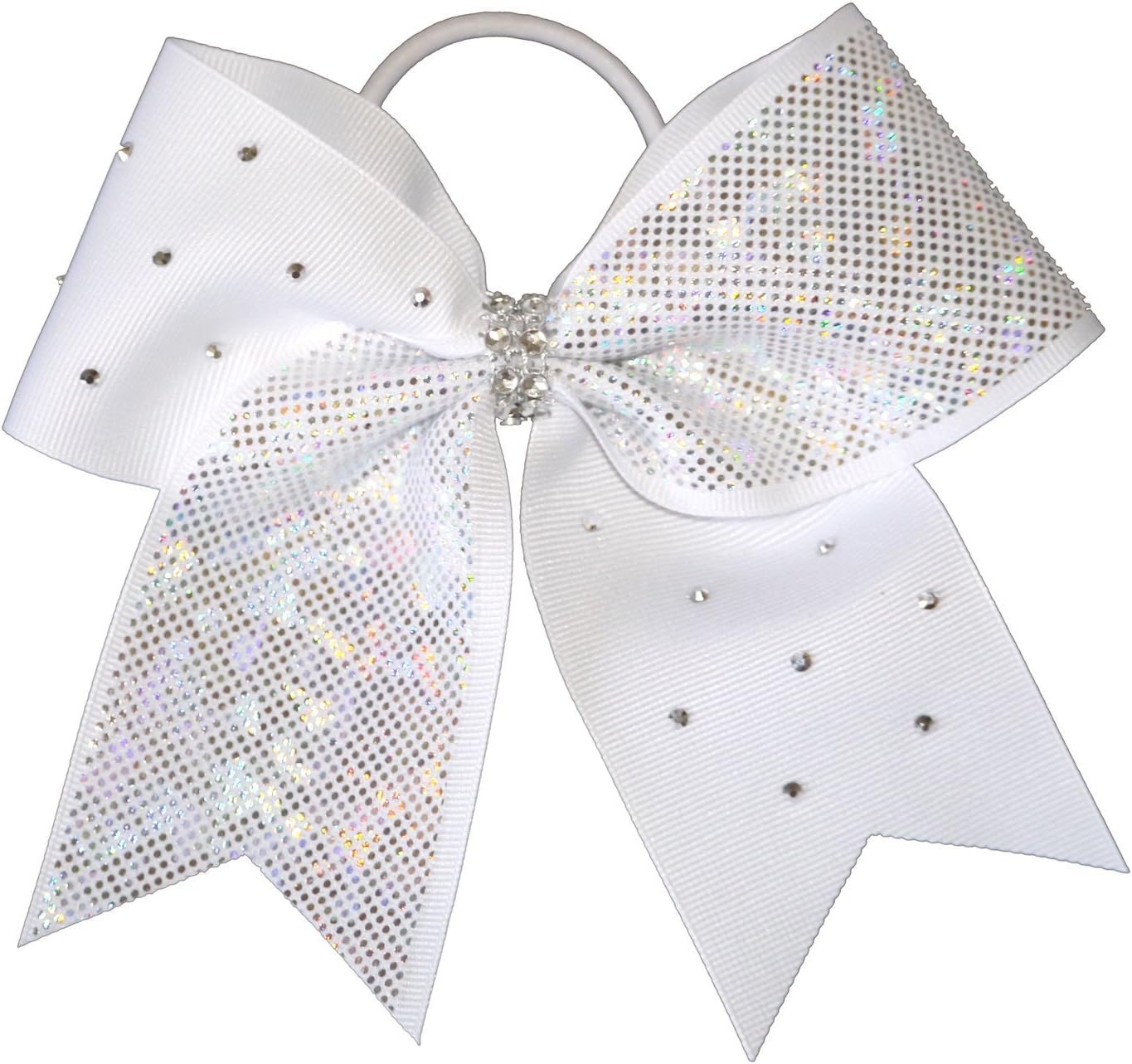GymStar White Sparkle Rhinestone Cheer Bow
