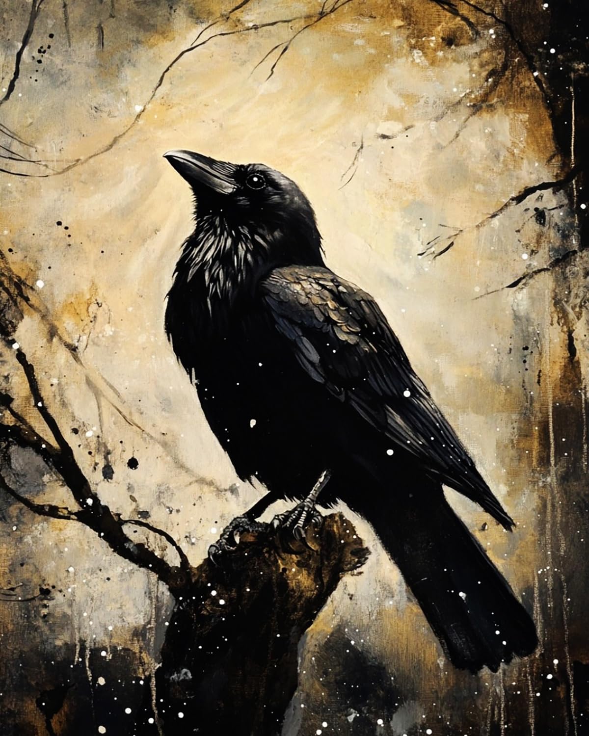 LIUBAISHI Paint by Numbers for Adults – 16x20 Canvas | Oil Painting Kit for Home Decor, Stress Relief Craft, Gift for Adults with Paints and Brushes-Crows Perch on Branches