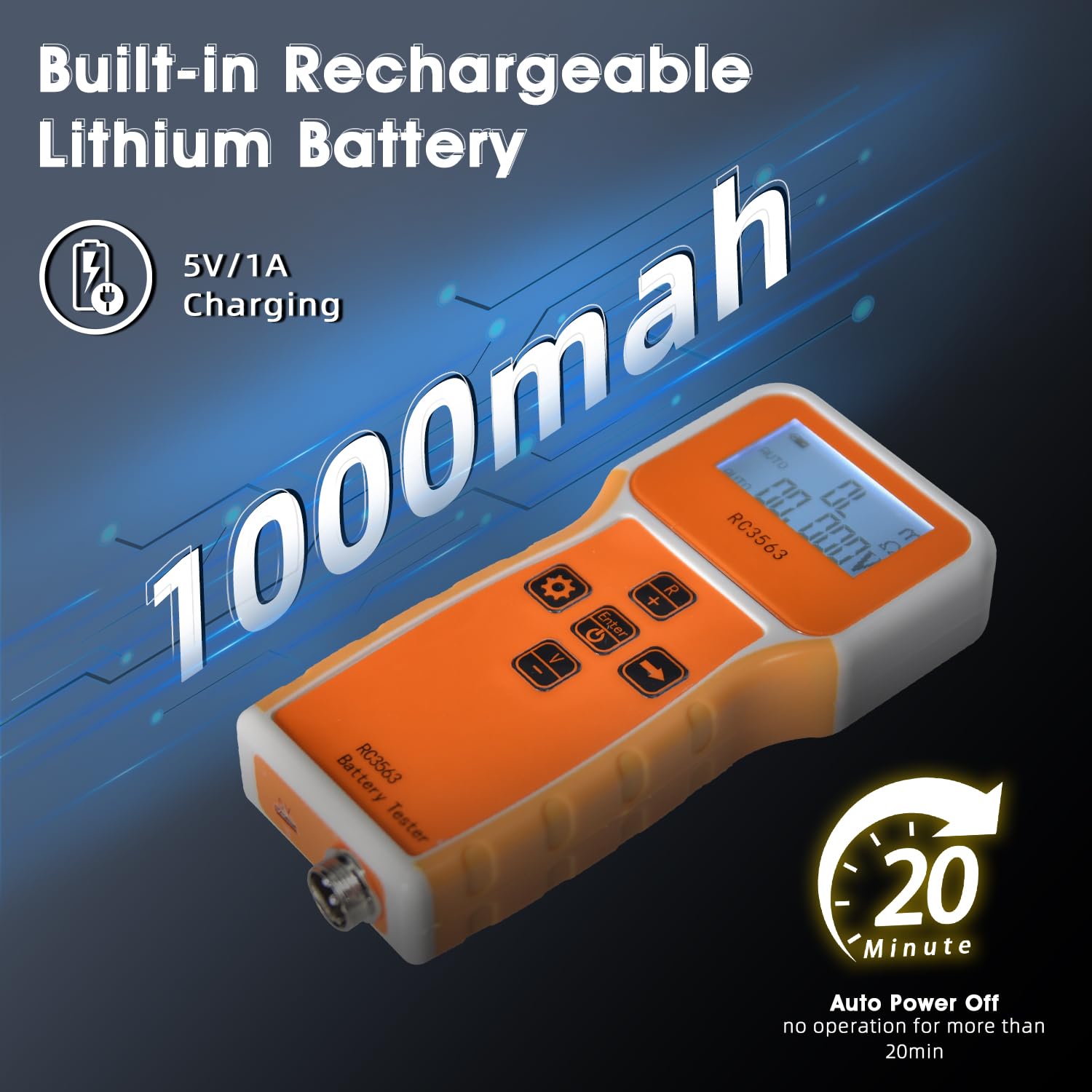 Batterie-Innenwiderstandstester, Spannungs-Widerstandsmessgerät 1uΩ~200Ω 0~±100VDC Bereich Tragbarer Spannungs-Widerstands-Prüfer mit Sonde, Batterie-Analysator für Blei-Säure, Ni-CD, Li-Fe RC3563