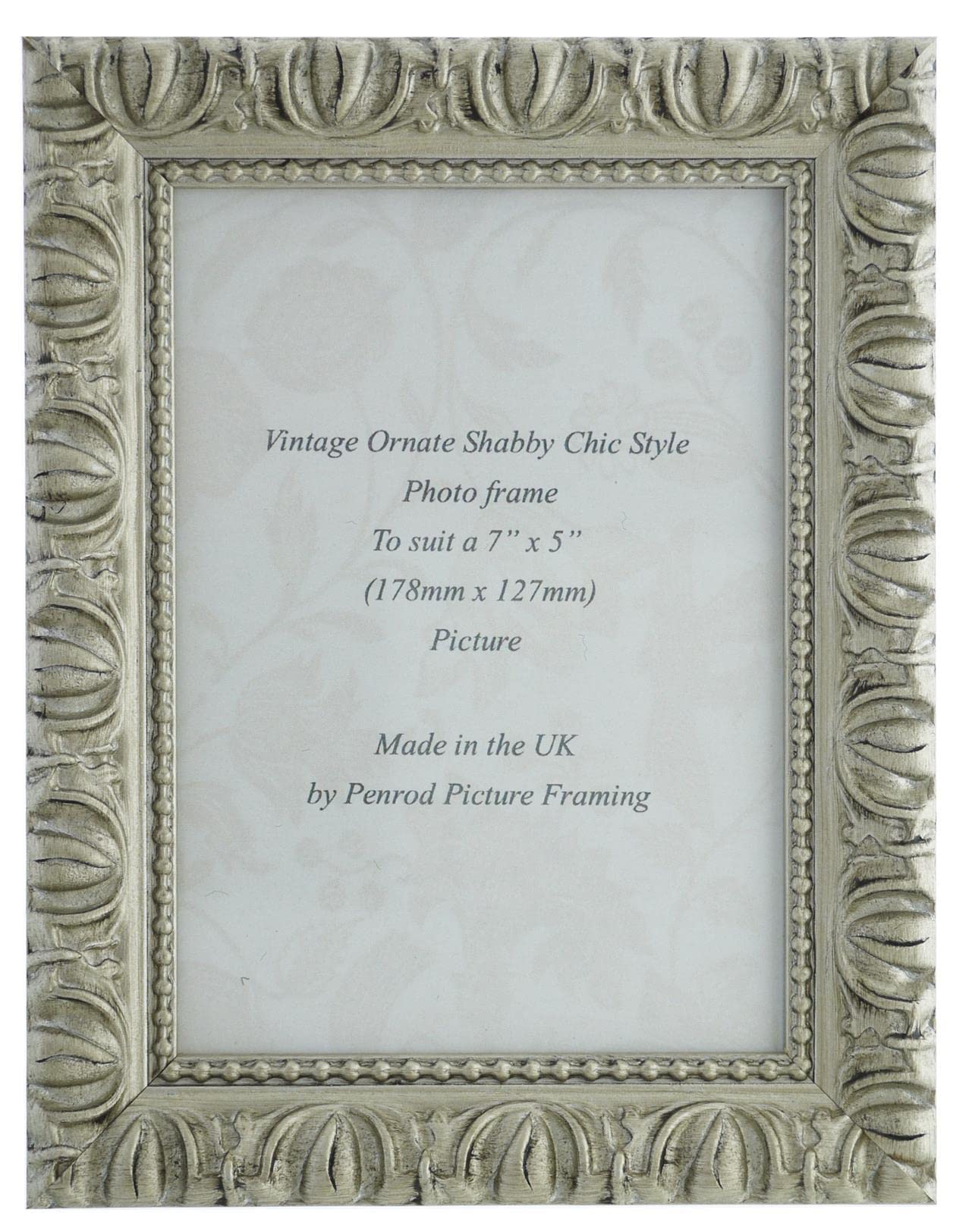 Giselle Hand Made Antique Silver Shabby Chic Ornate Vintage 7 x 5 inch Photo Frame. (178 x 127mm) — image 1
