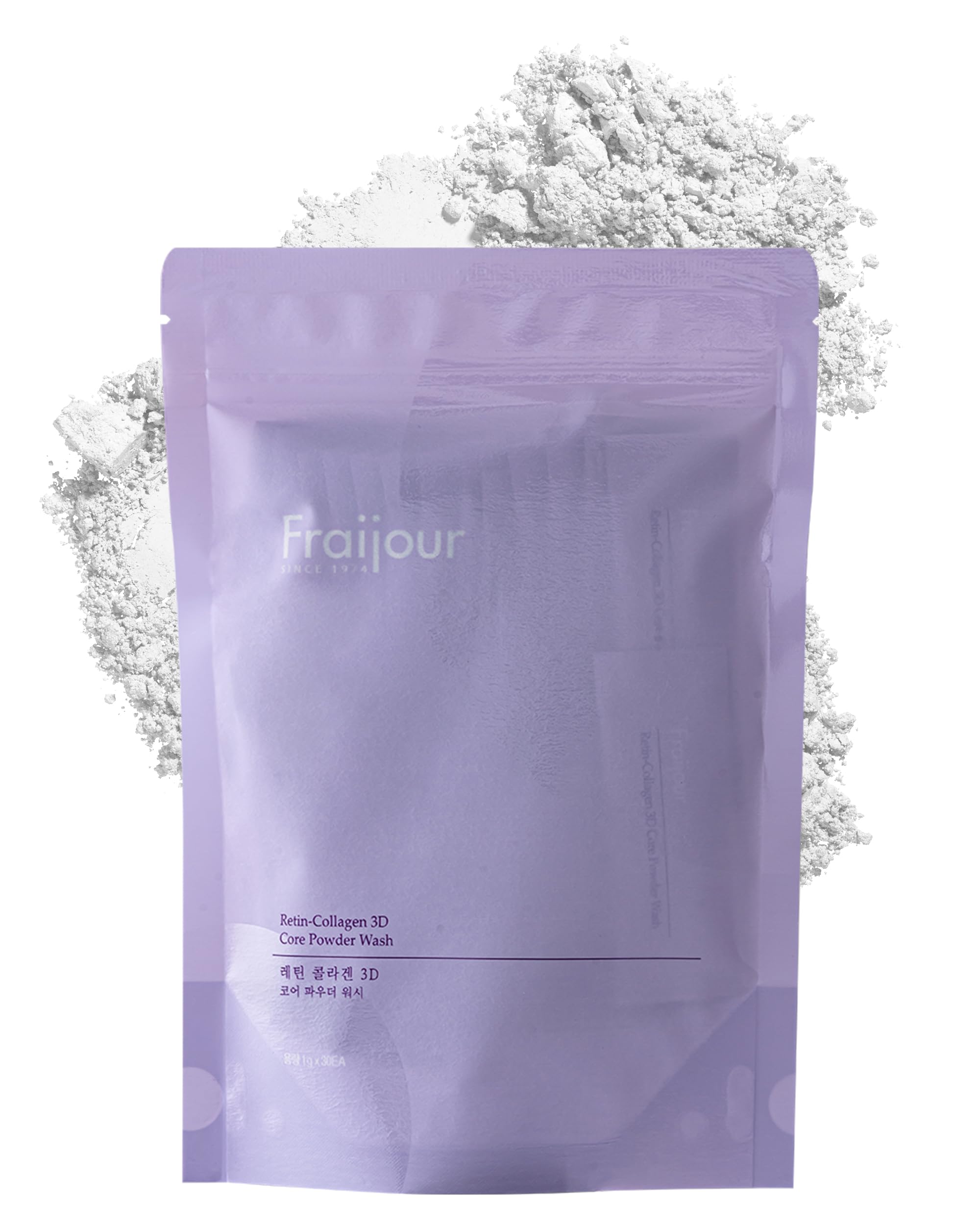 Fraijour Retin-Collagen 3D Core Powder Wash – Exfoliating Powder Cleanser with Papain & 7 Collagens, Tightens Pores, Smooths Skin, Anti-Aging, For