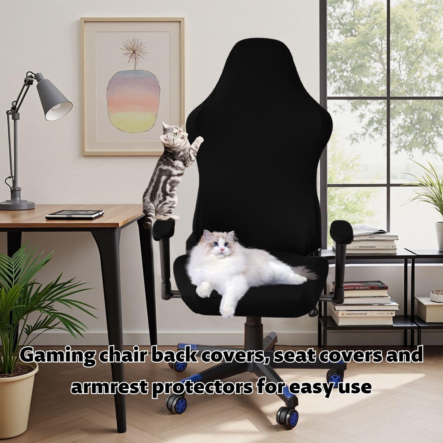 Lot De 4 Housses Élastiques Chaise Gaming - Lavables, Respirantes, Protection Totale Dossier & Accoudoirs