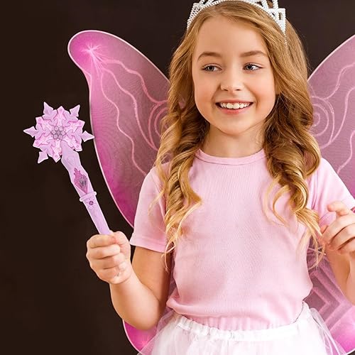 Miniatura 7 de Kisangel Varita de copo de nieve iluminada, varita de princesa LED, varita congelada, juguete para fiesta de cumpleaños, suministros para fiesta de