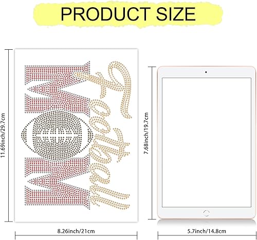 Miniatura 2 de MAYJOYDIY Calcomanía de transferencia de termoadhesivos con diamantes de imitación para mamá de fútbol, parches de 10.2 x 7.6 pulgadas, adornos de