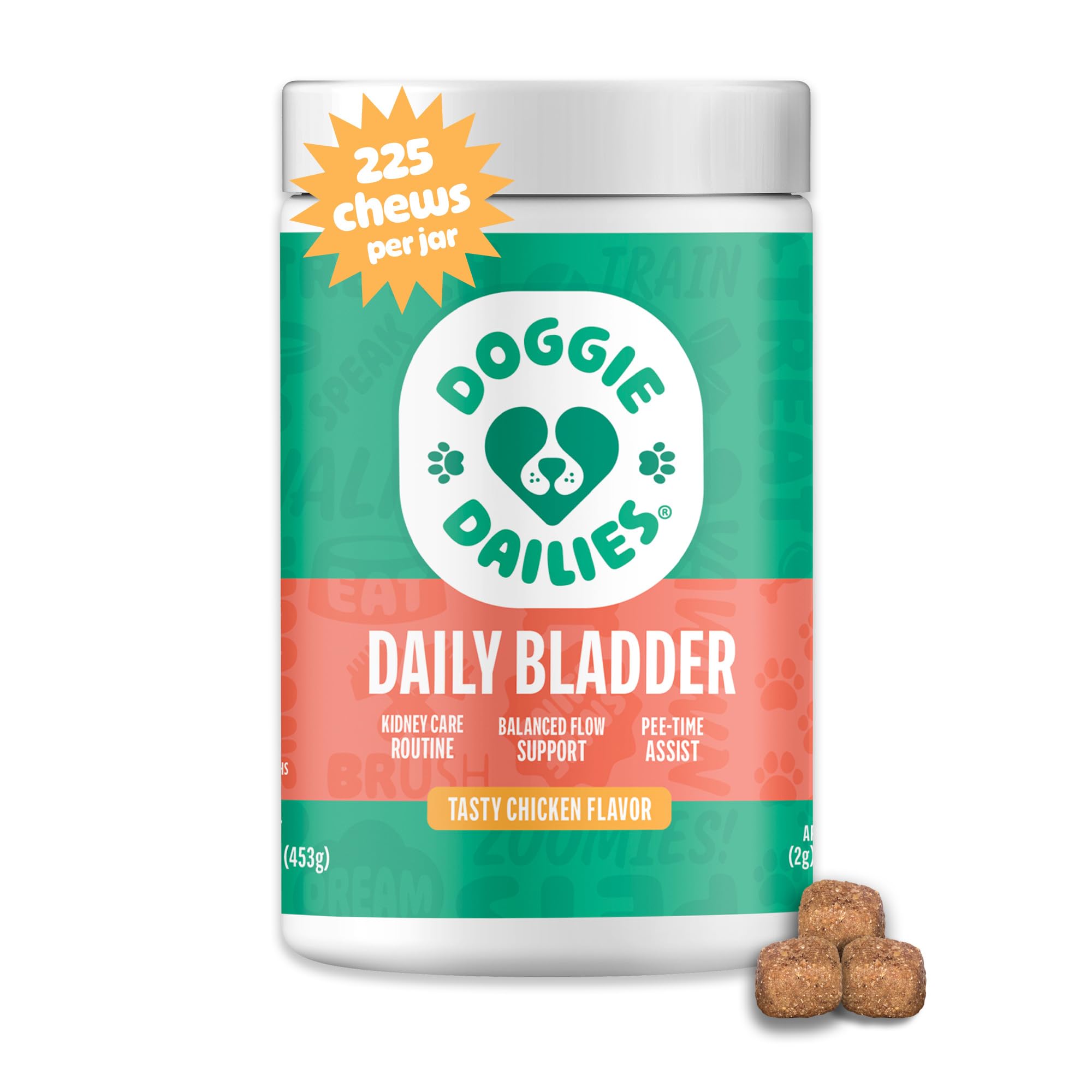 Doggie Dailies Cranberry Supplement for Dogs - Urinary Tract, Bladder & Kidney Support for Dogs - Cranberry for dogs with Marshmallow Root, Licorice Root & Apple Cider Vinegar (Chicken) 225 Soft Chews