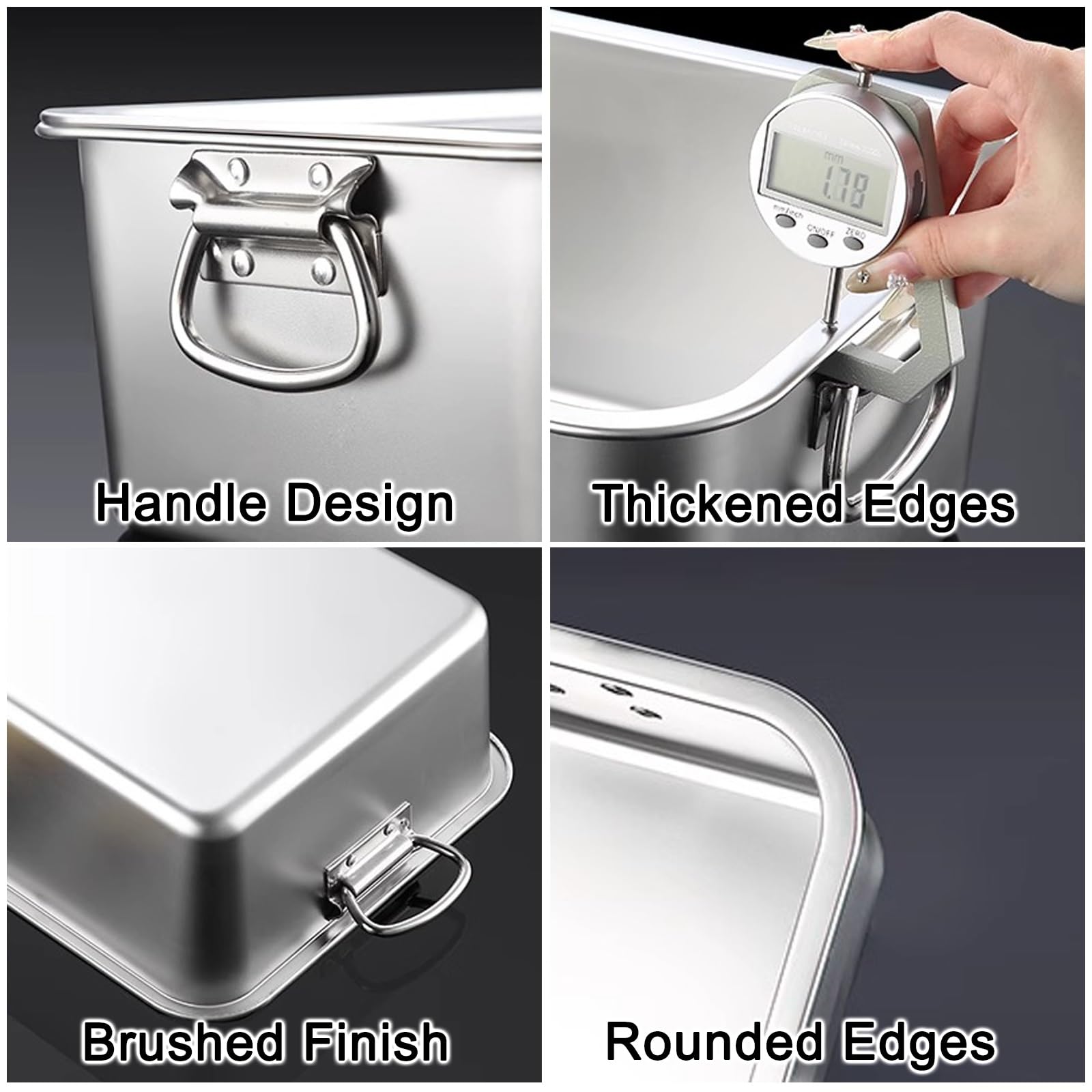 Bandeja de goteo de acero inoxidable resistente con asa, bandeja universal de recogida de grasa para cocinar, barbacoa y uso automotriz, duradera y fácil de limpiar