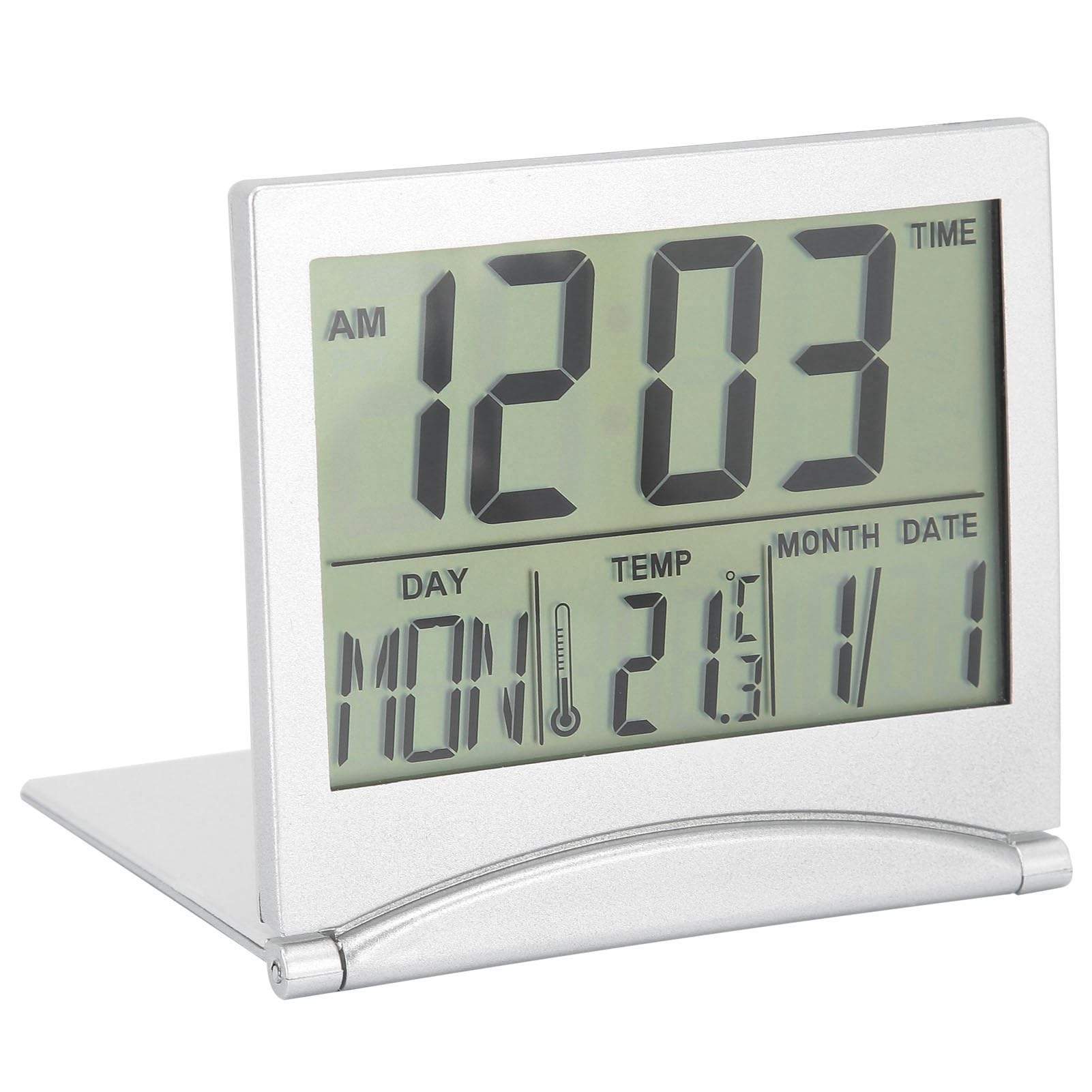 Folding Electronic Desk Alarm Clock Compact Calendar Temperature Timer Clock for Travel Lightweight Portable Home Decor Alarm