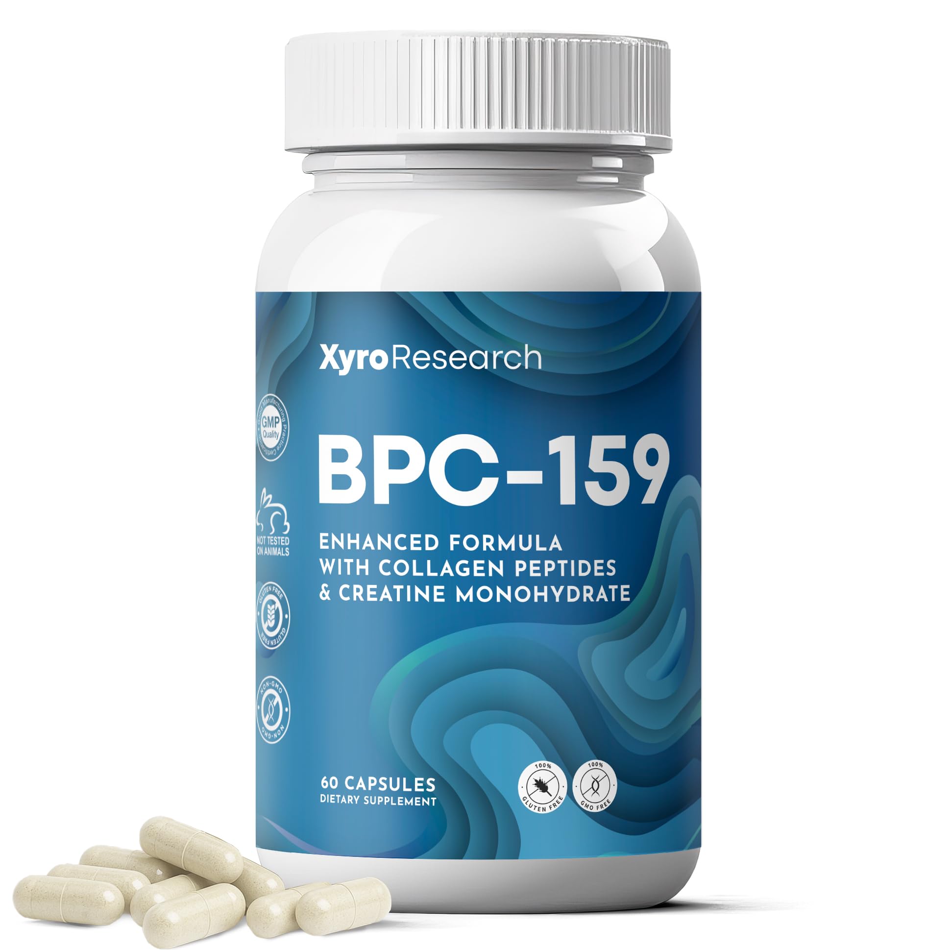 BPC-159 Capsules 1500mcg - BPC 159 Supplement with Creatine Collagen Peptides & Magnesium for Daily Wellness and Structural Balance - Gluten-Free Sugar-Free Non-GMO
