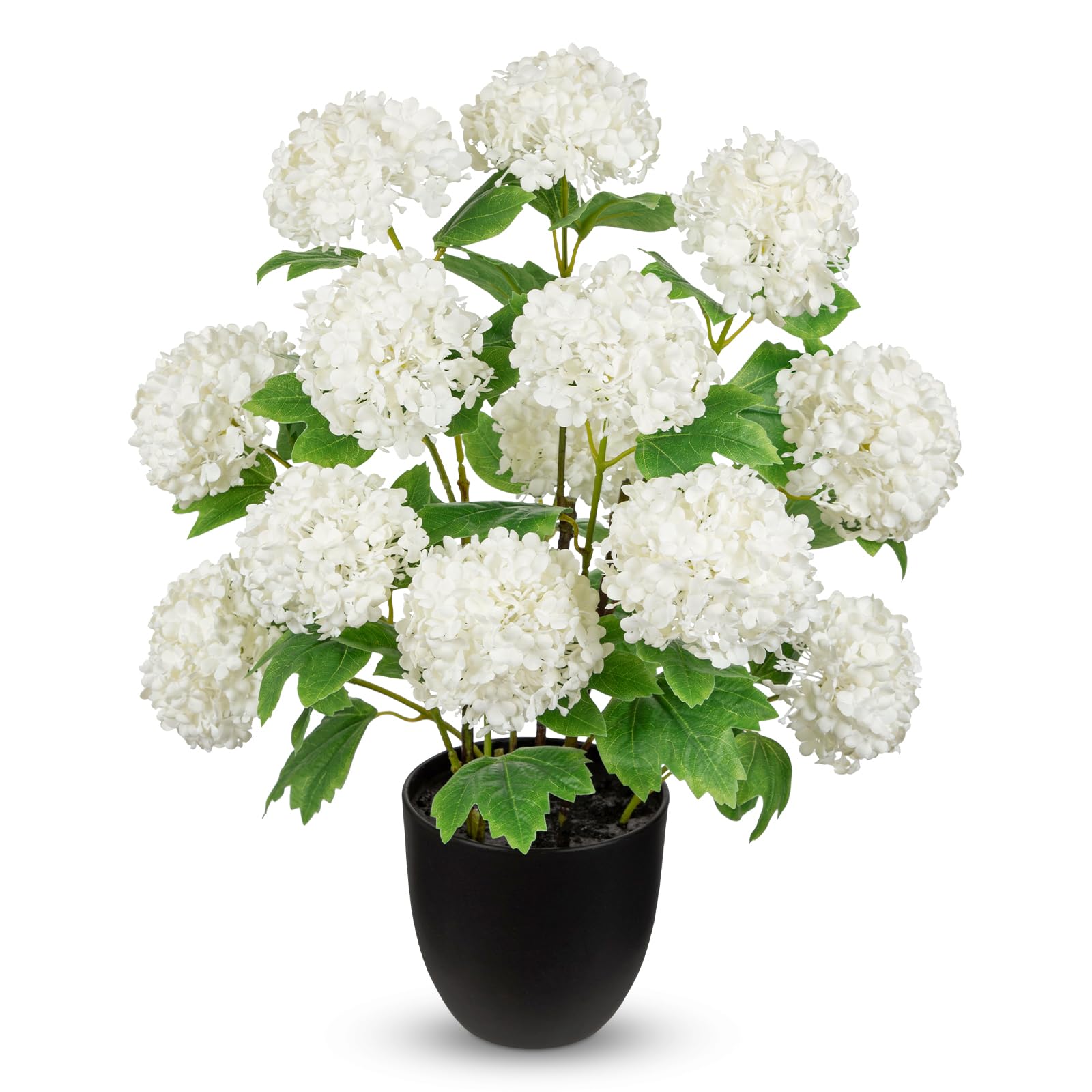 Photo 1 of DILATATA Artificial Hydrangea Plant in Pot, 13 Heads Full Bloom Faux Hydrangea Flowers, Realistic White Potted Hydrangeas for Home Decor, Table Centerpiece, Office Desk,Indoor Hydrangea Flower Plants