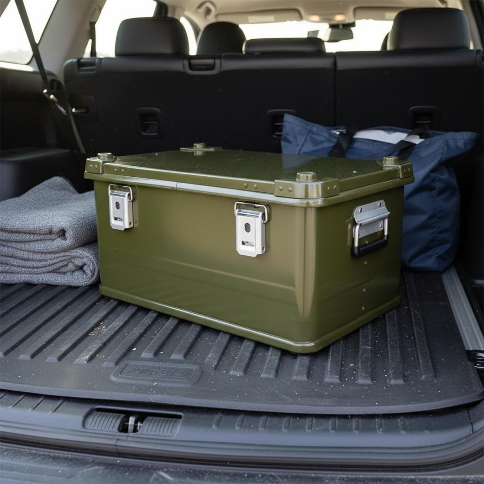Aluminum Storage Trunk Alu Kiste Aufbewahrungsbox Transportkiste Werkzeugkoffer mit Verstärkter Nietenkonstruktion Und Stabilem Rahmen mit, Grün, 30L