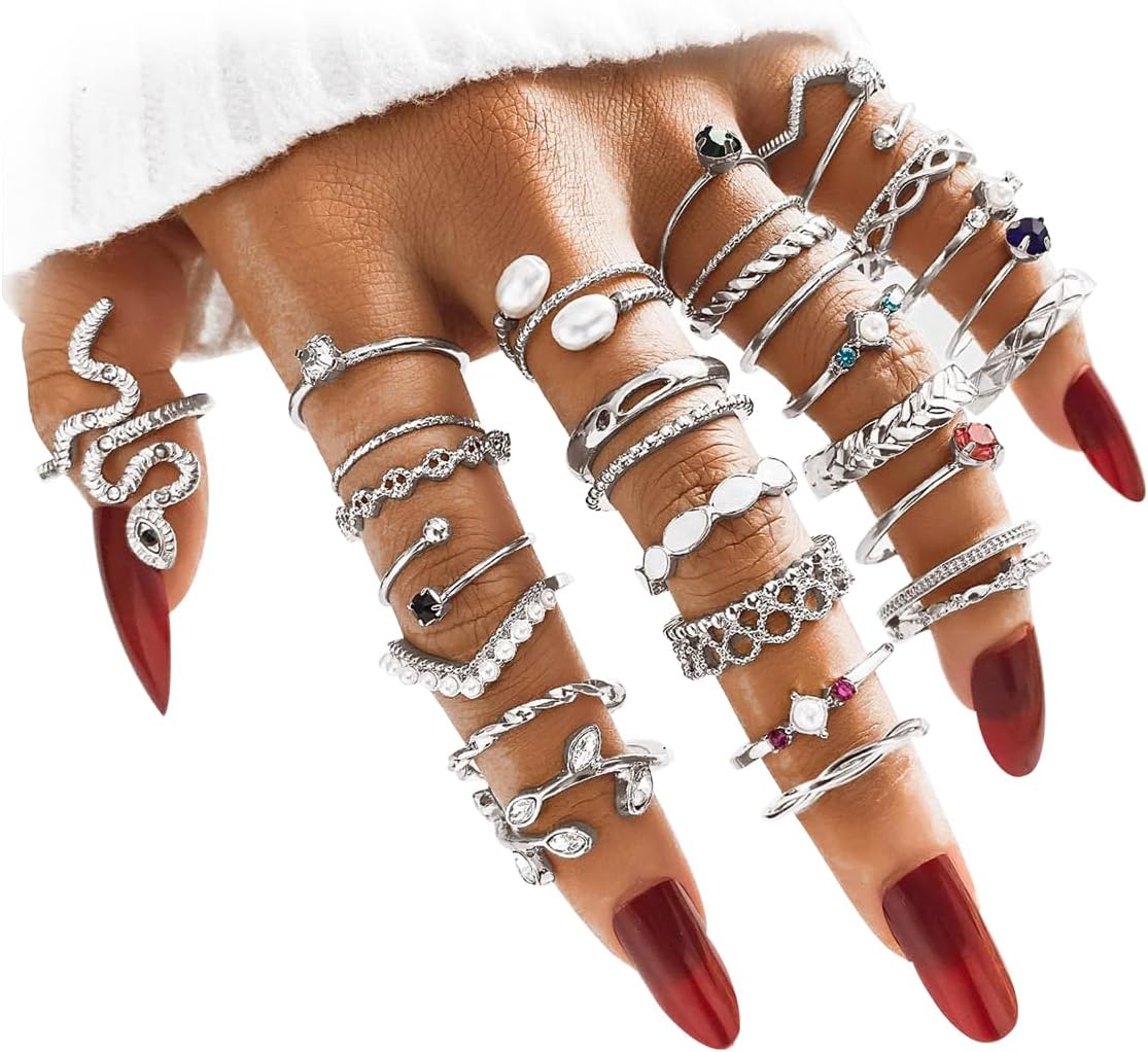 Gold Boho Sparkle Knuckle Rings Set For Women, Ghana Ubuy