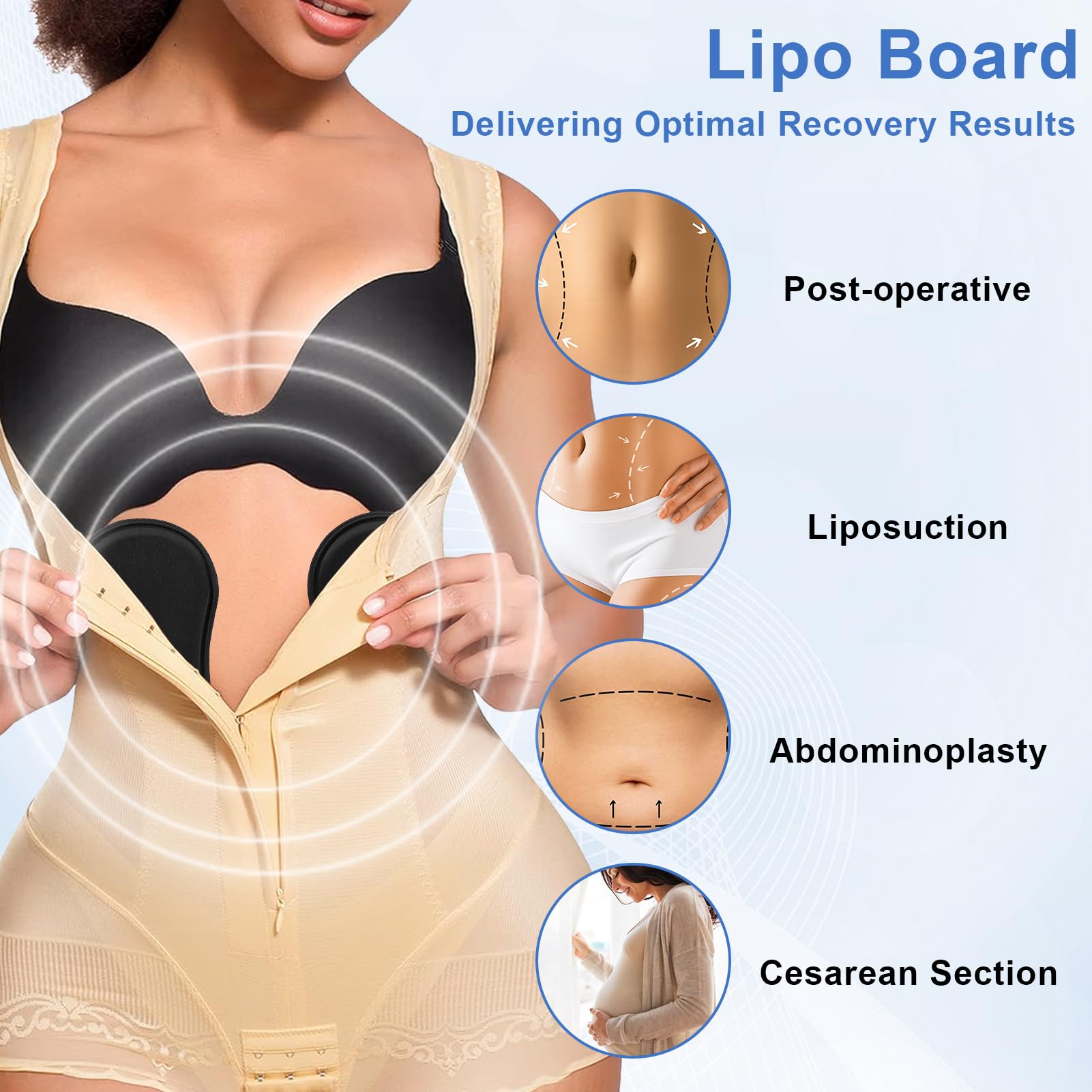 2PCS Mousses Lipo Post-Opératoires, Planche Lombaire De Compression Abdominale Latérale, Planche De Compression Abdominale, Convient à La Récupération Après Une Liposuccion