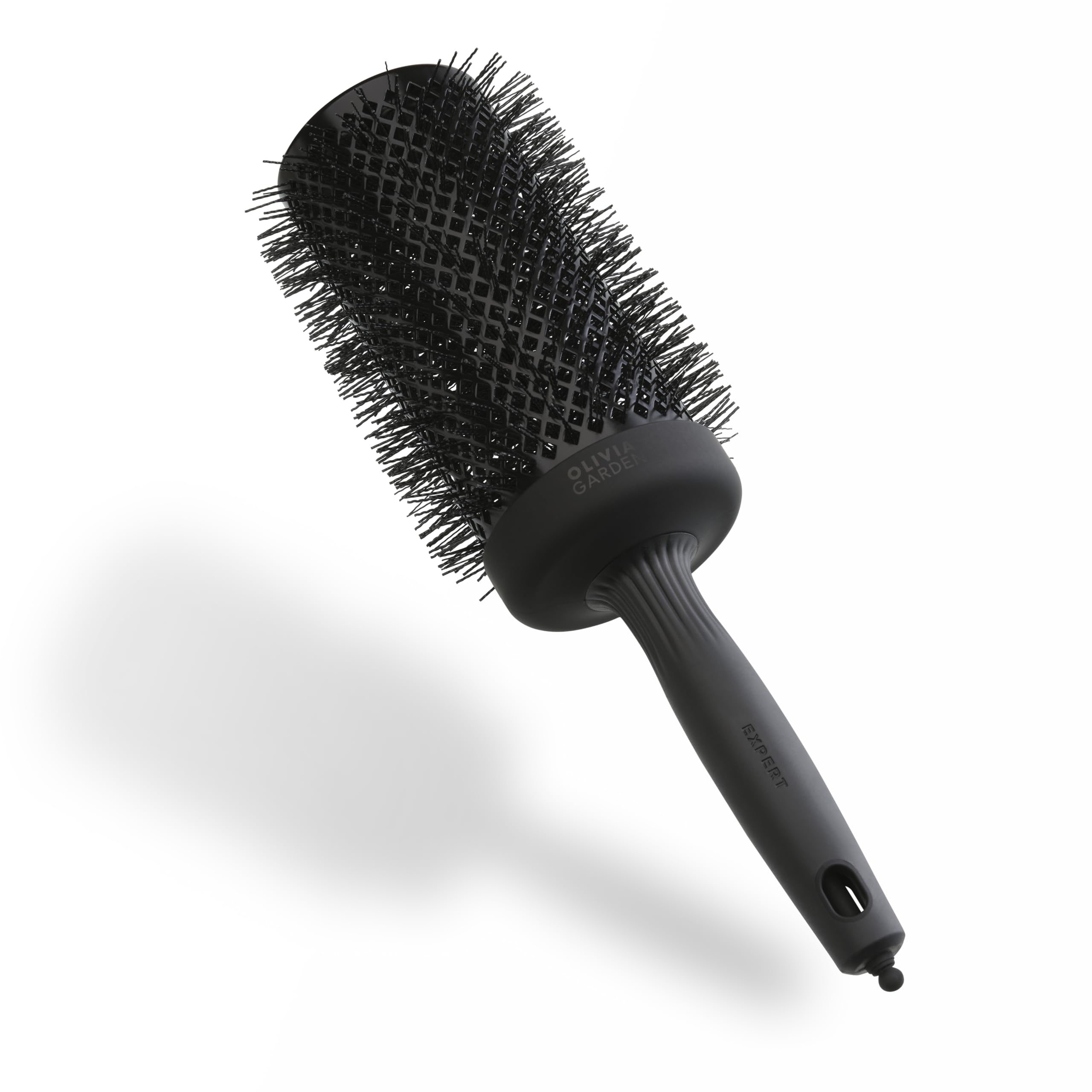 Olivia Garden Expert Blowout Speed Black Label – Nero opaco - 65 - Spazzola rotonda in ceramica con corpo extra lungo per messe in piega 25% più veloci