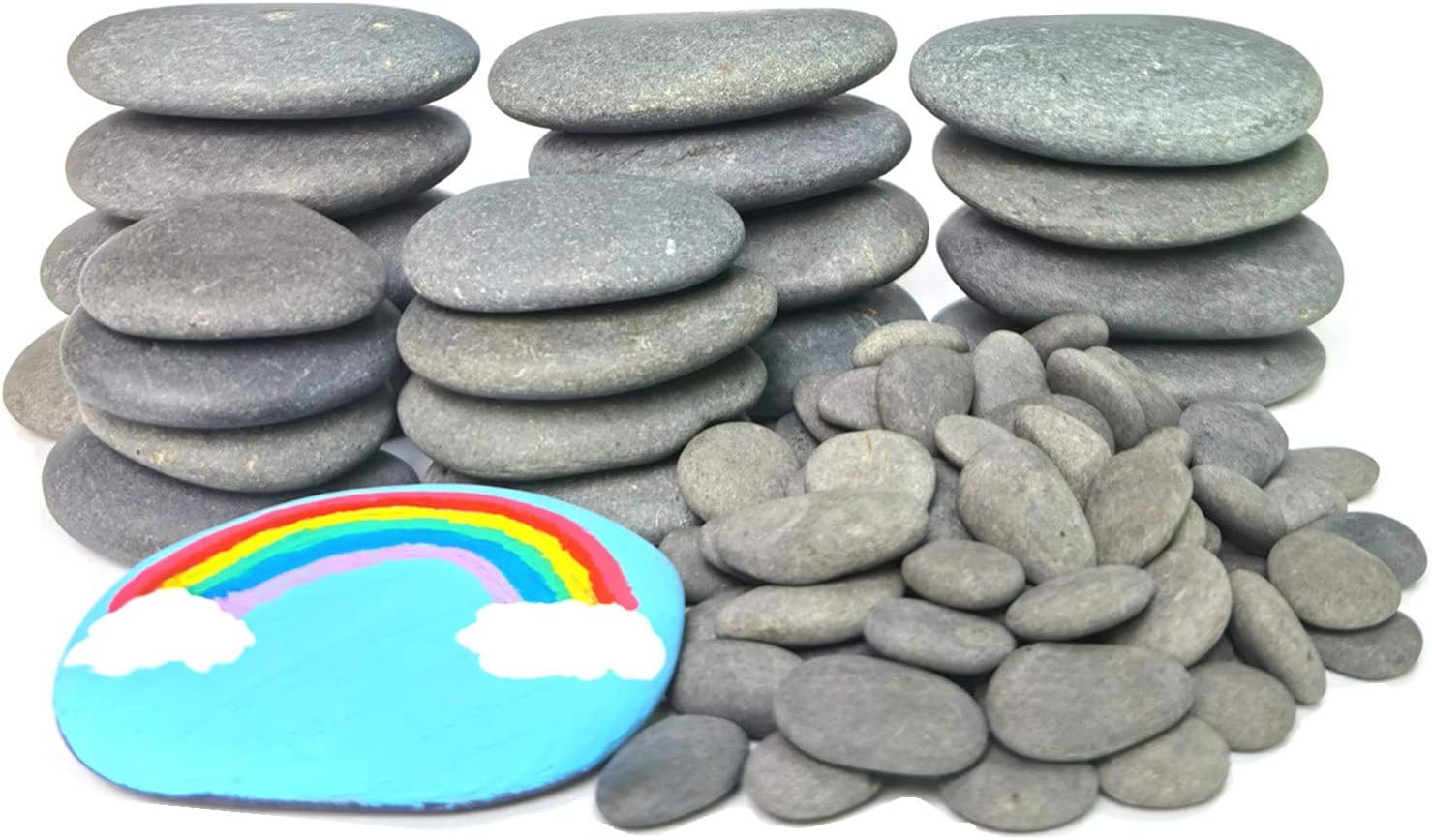 lifetop 120PCS Painting Rocks, DIY Rocks Flat & Smooth Kindness Rocks for Arts, Crafts, Decoration, Medium/Small/Tiny Rocks for Painting,Hand Picked for Painting Rocks…