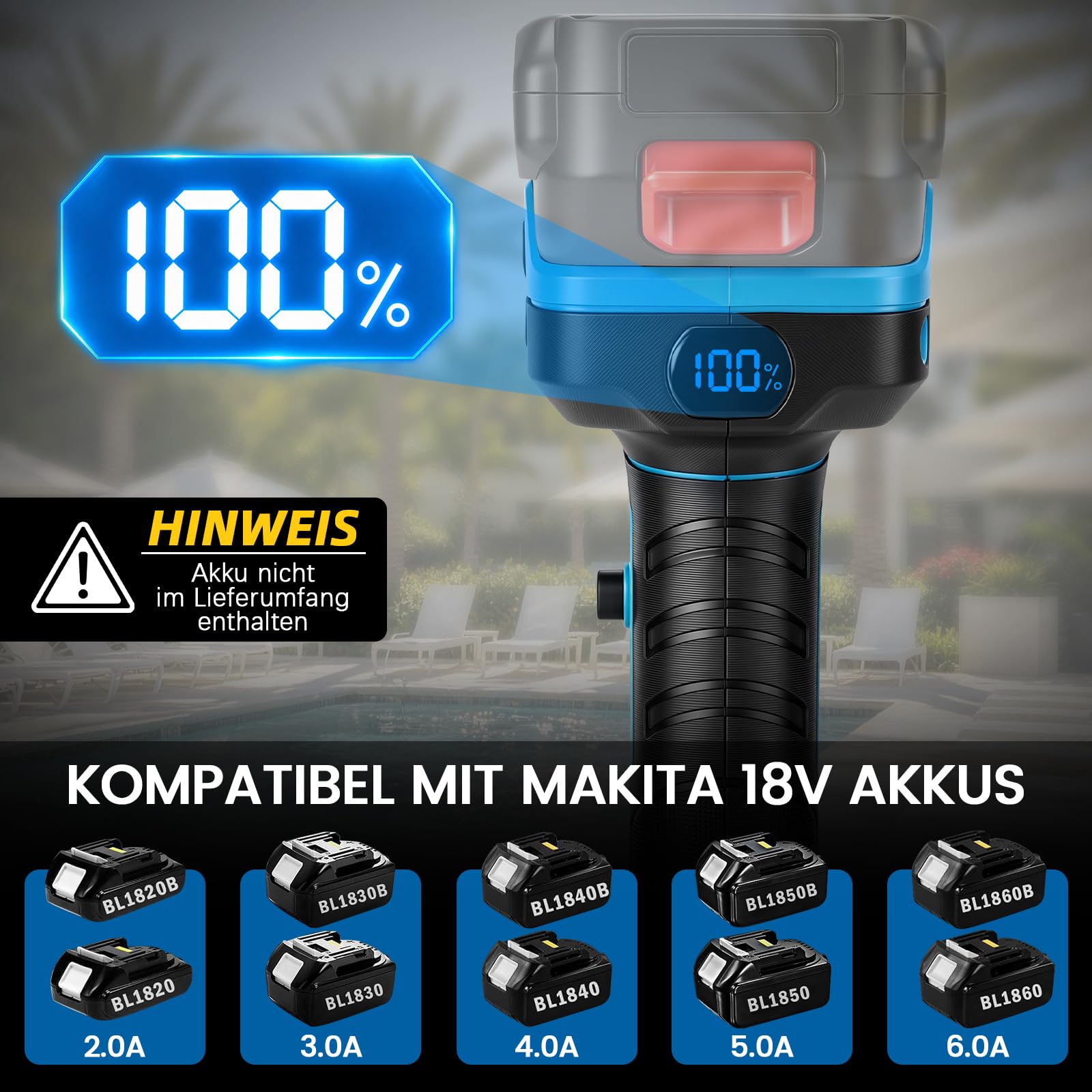 Akumulatorowa pompa do beczki deszczowej, kompatybilna z Makita 18 V