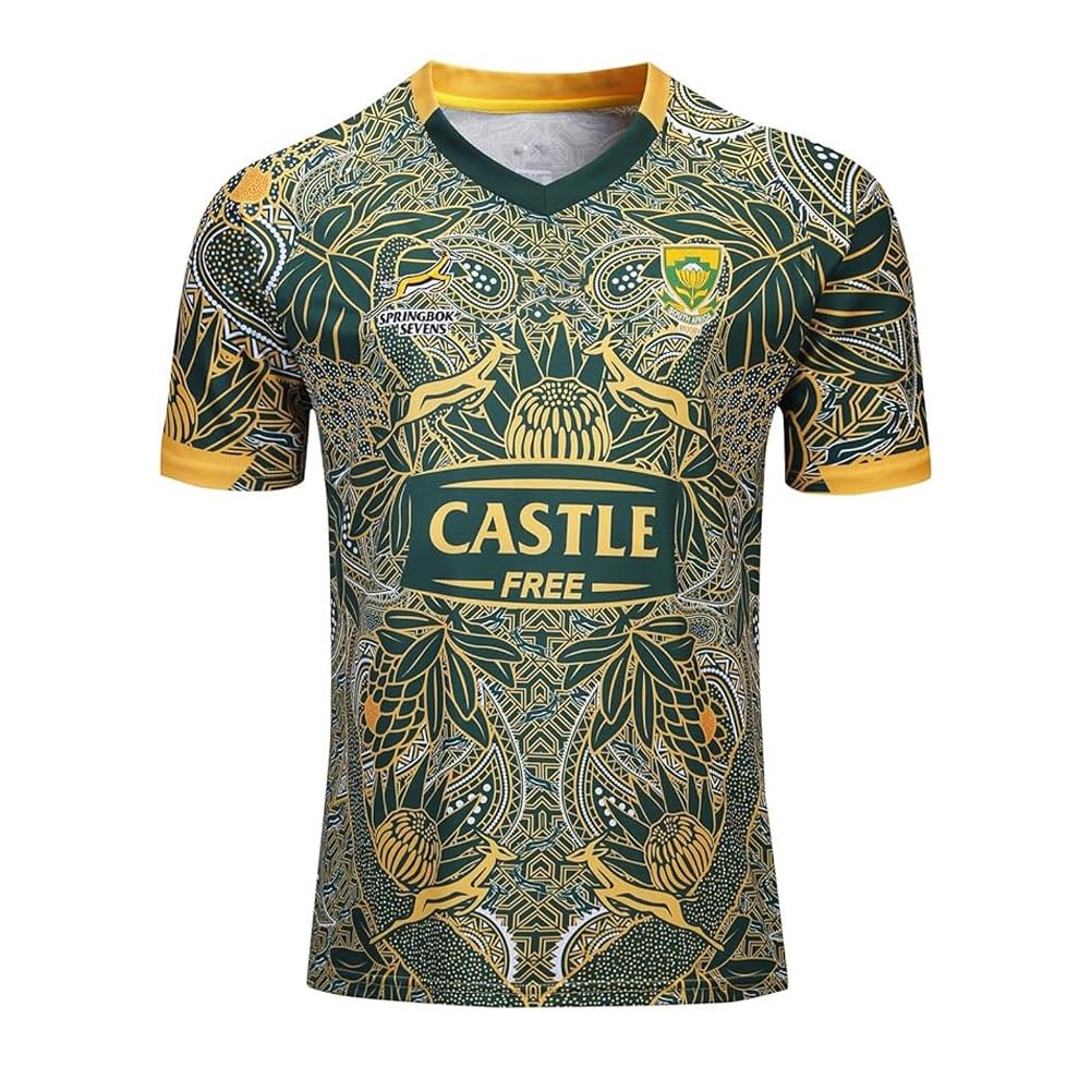 Afrique du Sud Edition Maillot de Rugby, T-Shirt de Rugby Polo Maillot d'entraînement de Match for Hommes(L)