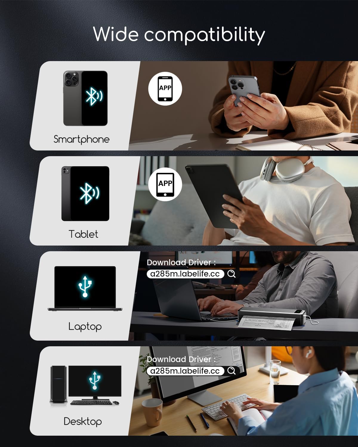 طابعة حرارية محمولة A4 لاسلكية بلوتوث متوافقة مع آبل اي باد آي... - view 2