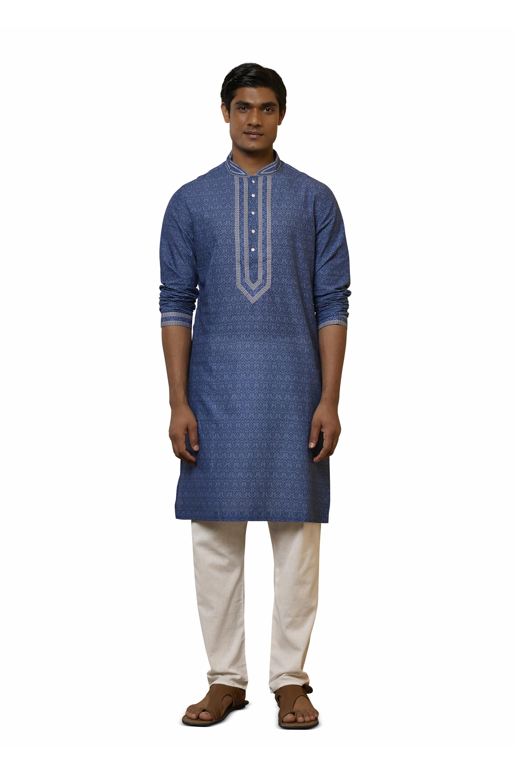 Navy Blue Embroidered Kurta Set-image-8