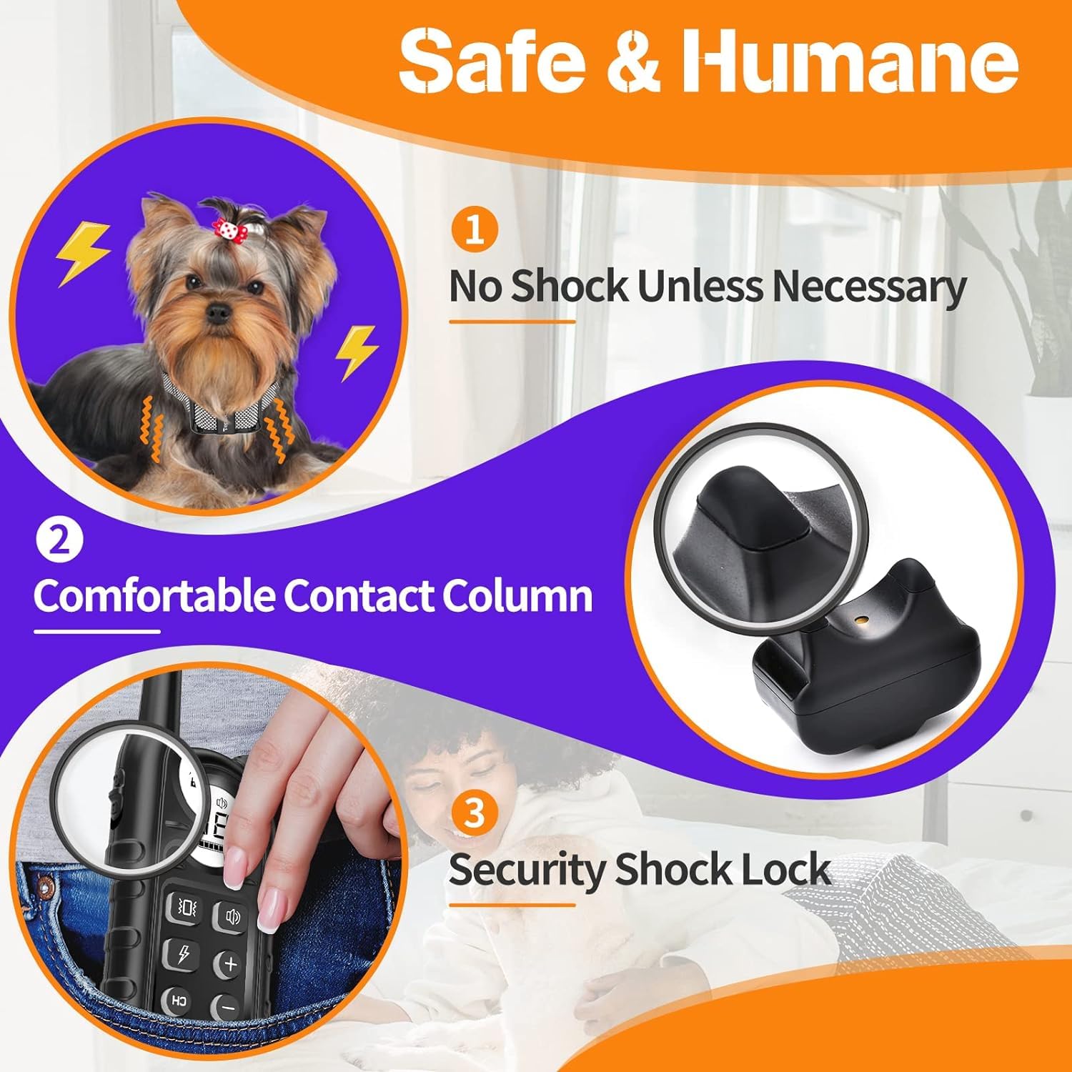 DJXIK Automatic Anti Bark Collar/Training Collar for Small Dogs 5-15Lbs, with Shock, Vibration, Sound 3 Modes, Rechargeable, 99 Adjustable Levels