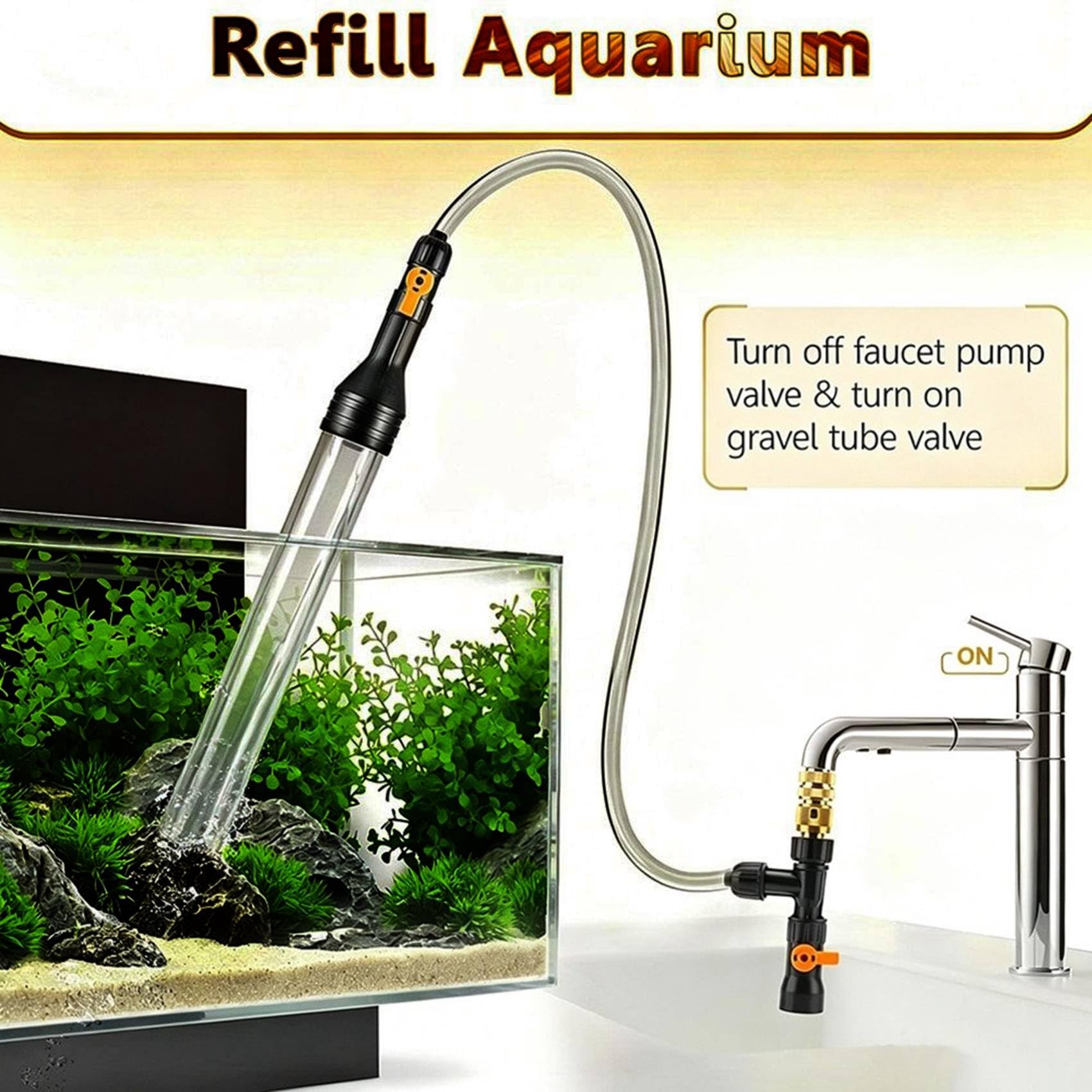 Herramientas de Limpieza de Acuarios, Aspiradora de Grava para Cambio de Agua, Sifón Universal, Bomba Rápida para Cambio de Agua.