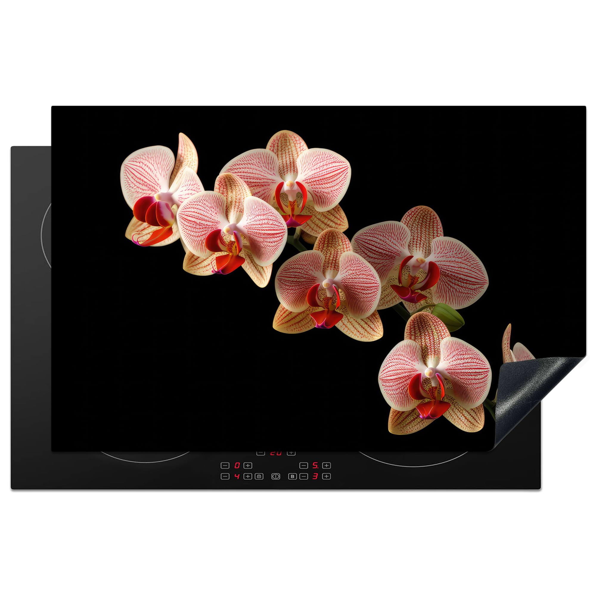 KitchenYeah© Induction Hob Cover Protector Mat 20.5"x31.5" / 80.2x52.2 cm Kitchen Universal Ceramic Covers for Electric Cookers Vinyl Flowers - Orchid - Pink - Botanical - Nature