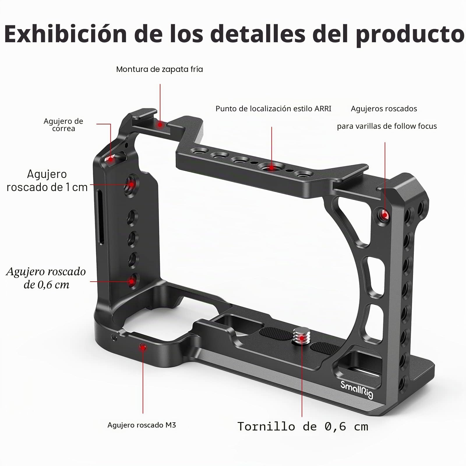 SMALLRIG A6100/A6300/A6400/A6500 Cage Camera, Jaula de Camara con 1/4 Tornillo y Orificio de Ubicación para ARRI para Sony A6100/A6300/A6400/A6500-2310