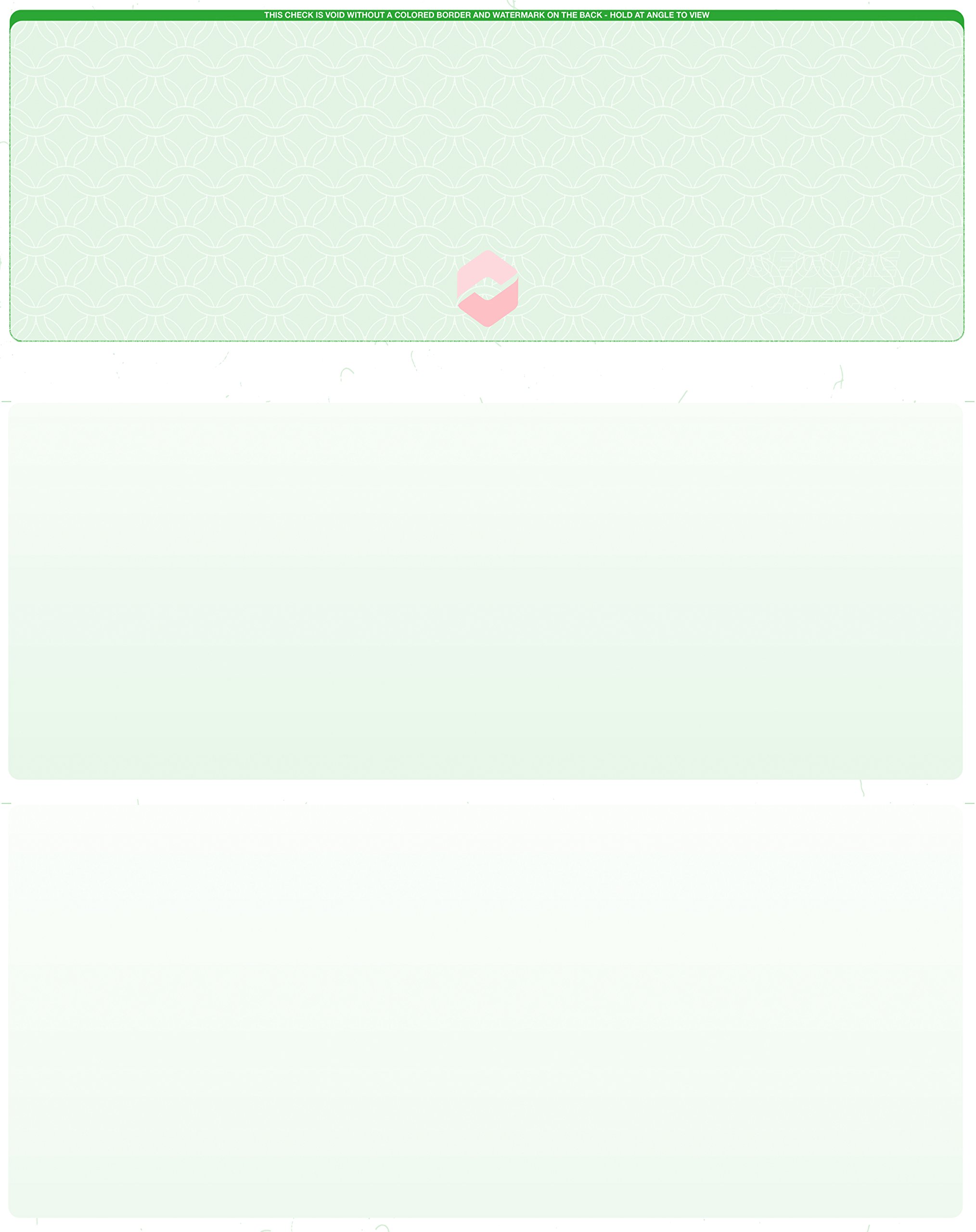 Blank Check Stock (Chain) - 500 Sheets - Check on Top (Green)