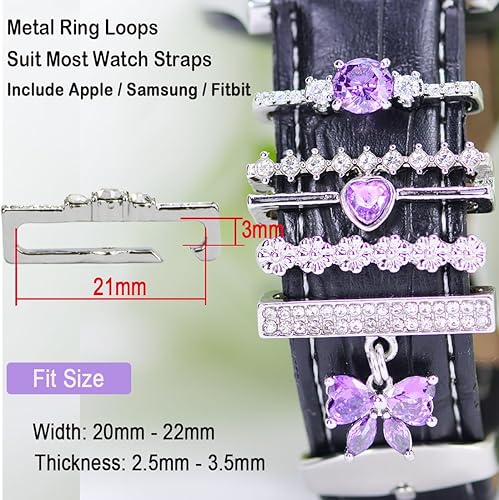 Miniatura 7 de Dijes decorativos para correas de reloj, compatibles con correas de silicona Apple Watch para mujeres de 1.929 in 1.772 in 1.732 in 1.654 in 1.614