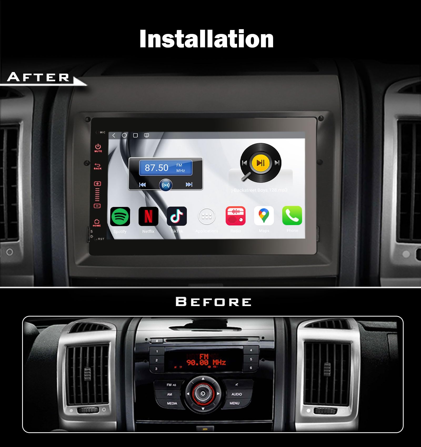 Erisin Qualcomm 8-Core Android 14 4GB+64GB GPS Navegación Estéreo de Automóvil para Fiat Ducato Citroen Jumper Peugeot Boxer 7" Radio Coche IPS CarPlay Android Auto Bluetooth 5.1 WiFi 4G DSP Canbus