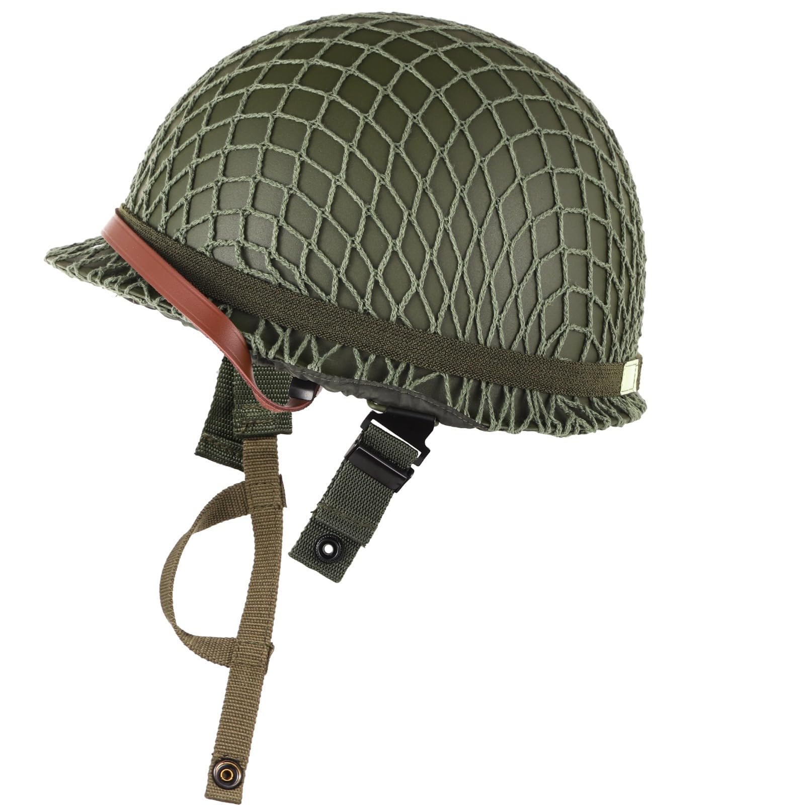 Us Army M1 Helmet Replica, Wwii Metal Steel Shell With Cat Eye Band And Adjustable Chin Strap