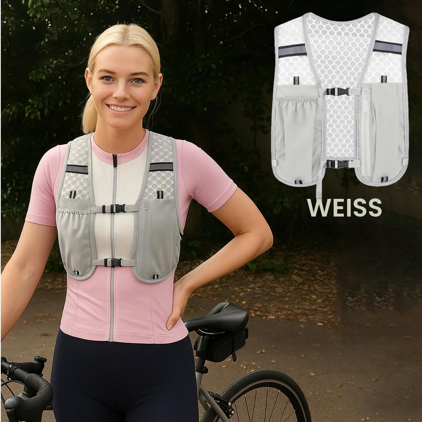 GWAWG Laufweste, Unisex, Weste mit Handyhalterung, verstellbar, für Laufen, Radfahren, Wandern, Trailrunning, Marathon