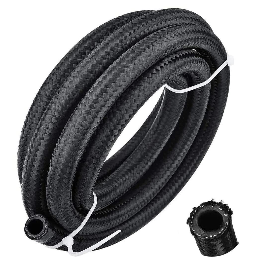 MOCW 12AN Fuel Line, Stainless Steel Nylon Braided Fuel Line Hose CPE 20FT Black