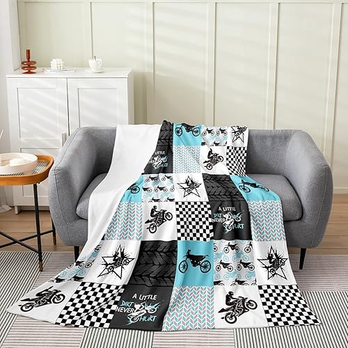 Feelyou Dirt Bike - Juego de manta de franela de forro polar para deportes extremos, para niños de carreras de motocross para todas las estaciones,