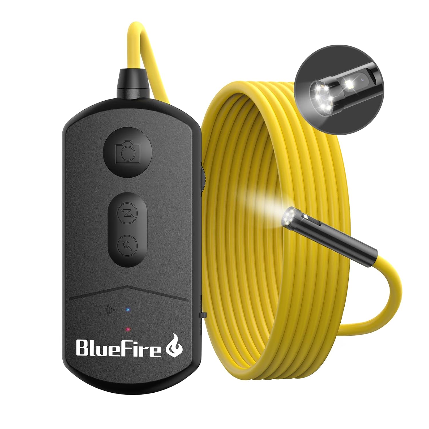 BlueFire Dual Lens Wireless Endoscope,1080P 8.0mm SemiRigid HD