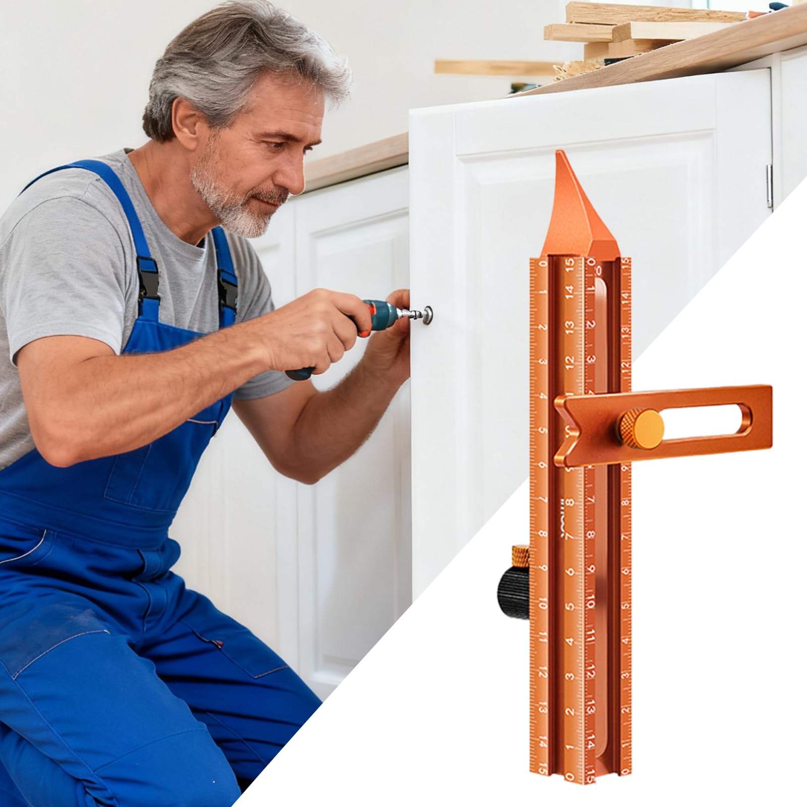 Herramienta de Medición Carpintero - Regla Magnética 4 Lados | Marcado Preciso Madera Carpintería Construcción, Corte Pestaña Fácil, Accesorio Duradera Taller Bricolaje, Instrumento Profesional